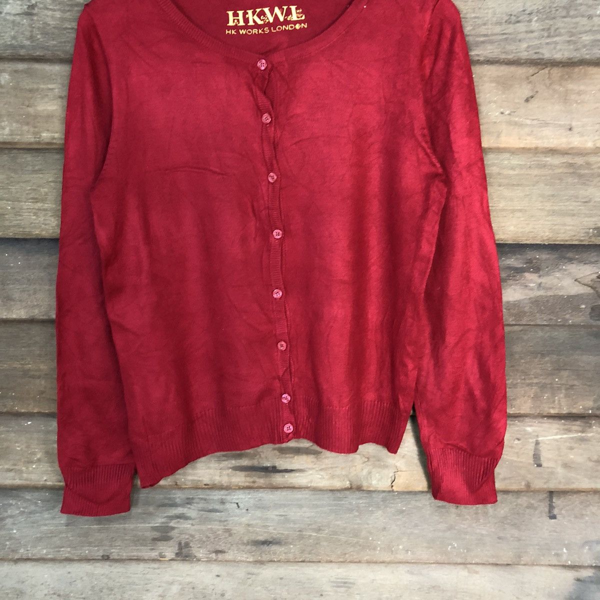 Japanese Brand HKW London Maroon Patterned Cardigans #7276 Size M / US 6-8 / IT 42-44 - 3 Thumbnail