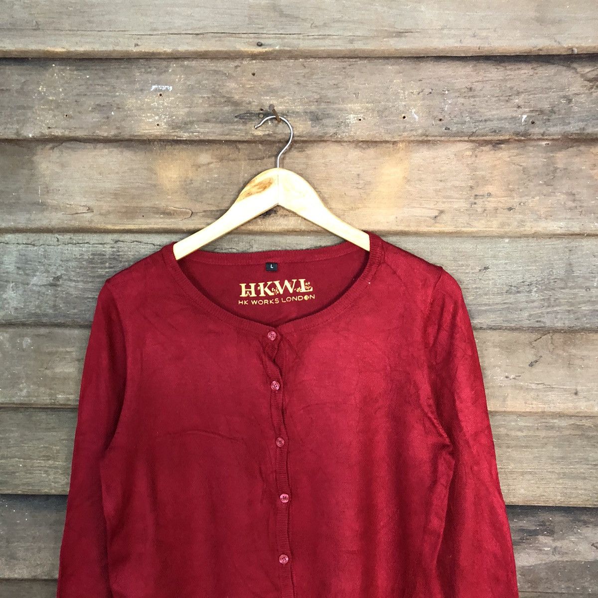 Japanese Brand HKW London Maroon Patterned Cardigans #7276 Size M / US 6-8 / IT 42-44 - 2 Thumbnail