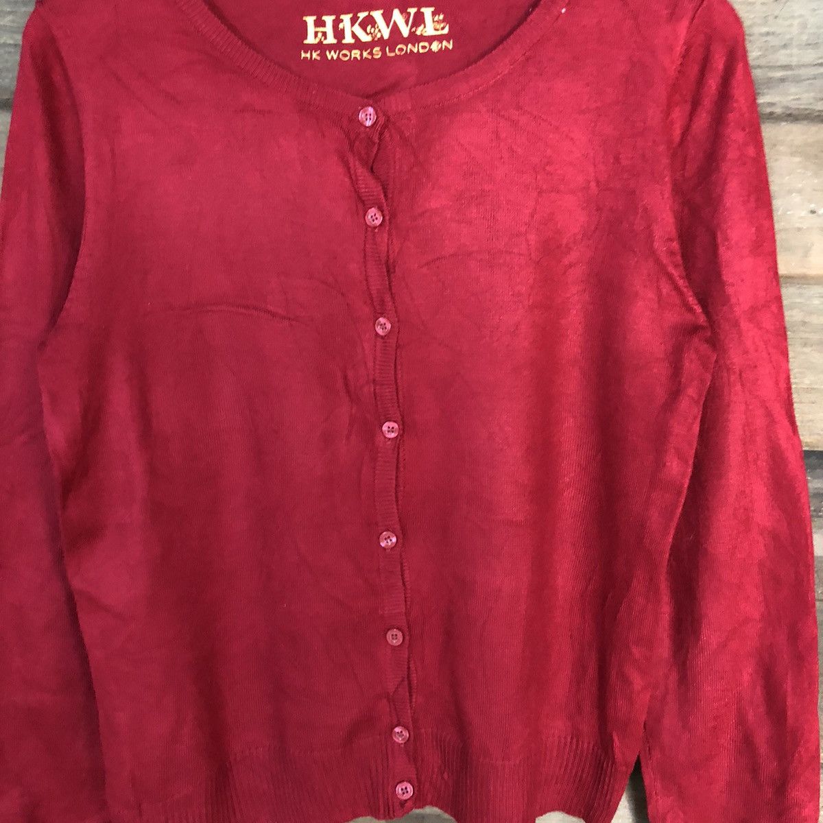 Japanese Brand HKW London Maroon Patterned Cardigans #7276 Size M / US 6-8 / IT 42-44 - 5 Thumbnail
