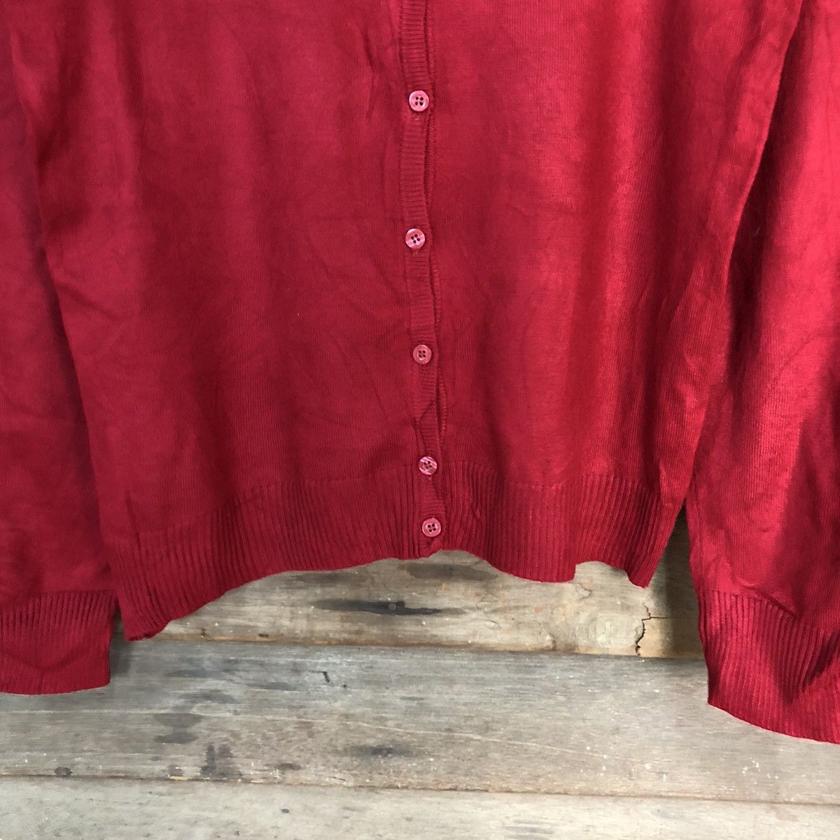 Japanese Brand HKW London Maroon Patterned Cardigans #7276 Size M / US 6-8 / IT 42-44 - 6 Thumbnail