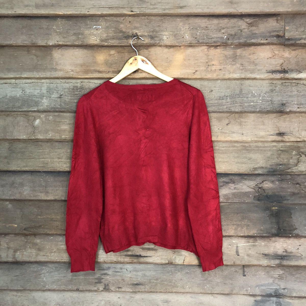 Japanese Brand HKW London Maroon Patterned Cardigans #7276 Size M / US 6-8 / IT 42-44 - 9 Thumbnail