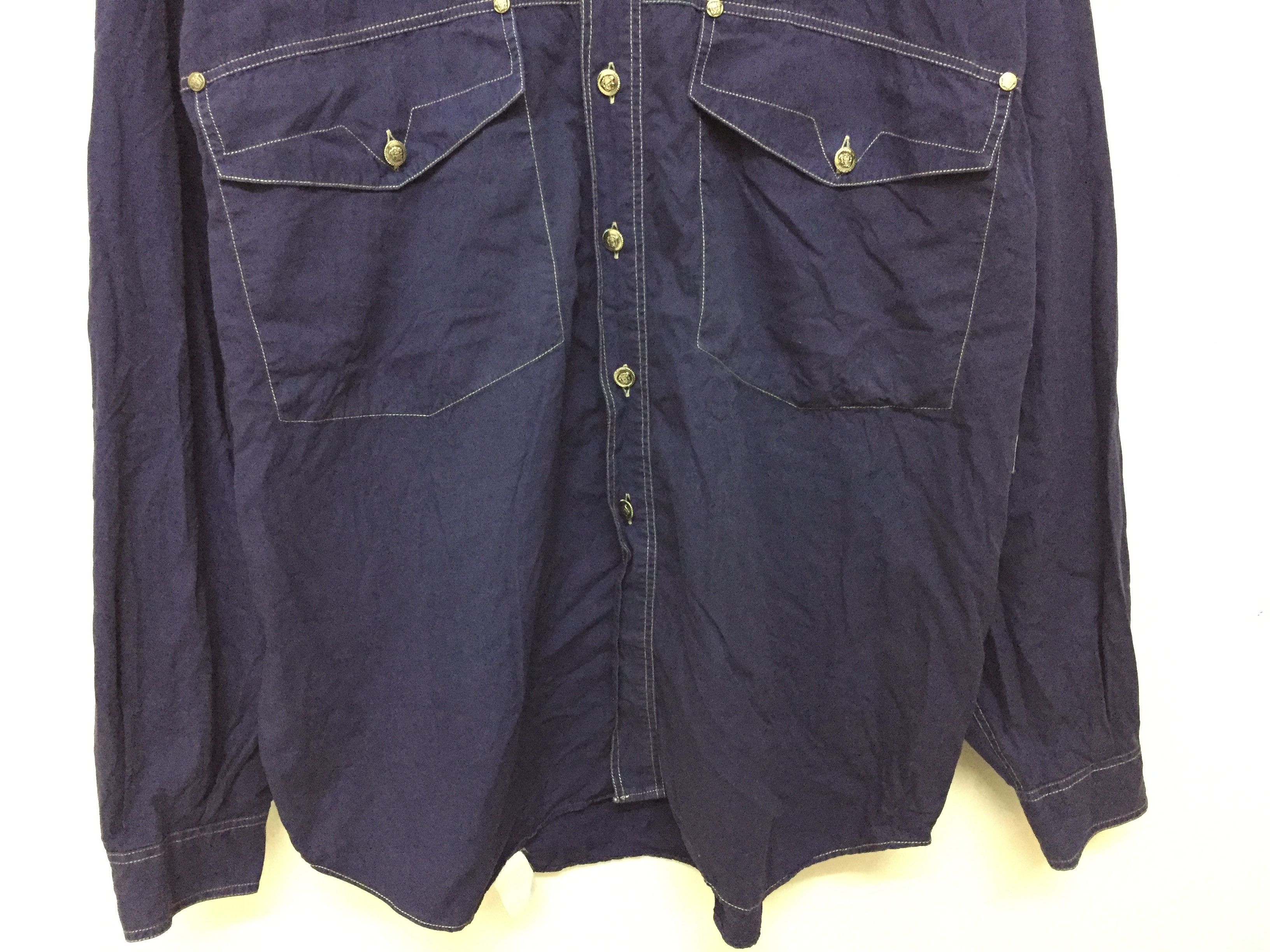 Versace × Versace Jeans Couture × Vintage 90's VERSACE Contrast stitch Medusa Head Button Button Down Size US XL / EU 56 / 4 - 4 Thumbnail