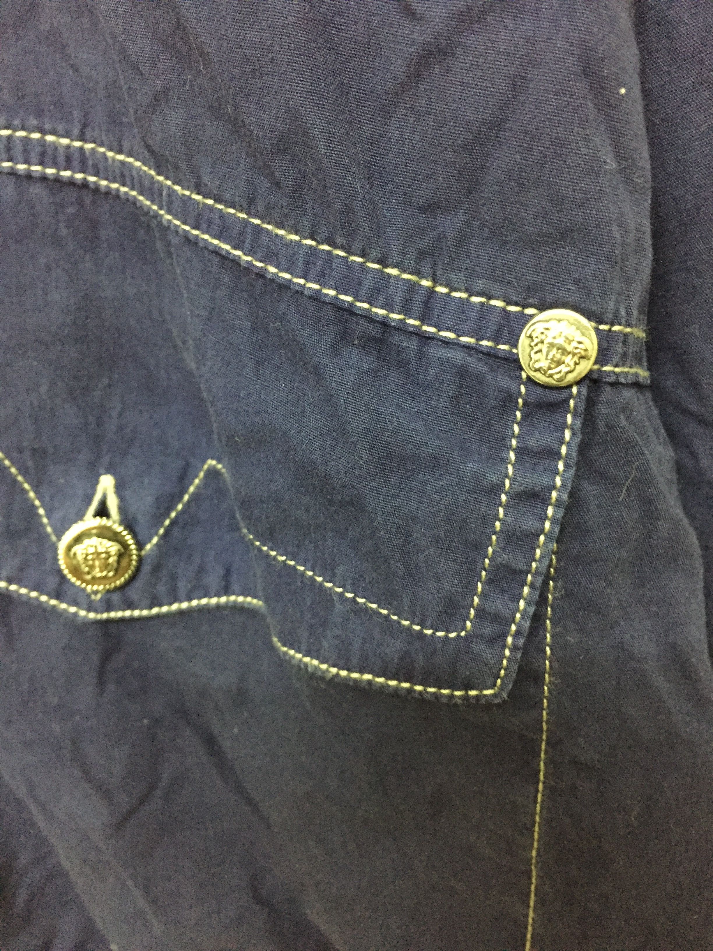 Versace × Versace Jeans Couture × Vintage 90's VERSACE Contrast stitch Medusa Head Button Button Down Size US XL / EU 56 / 4 - 6 Thumbnail