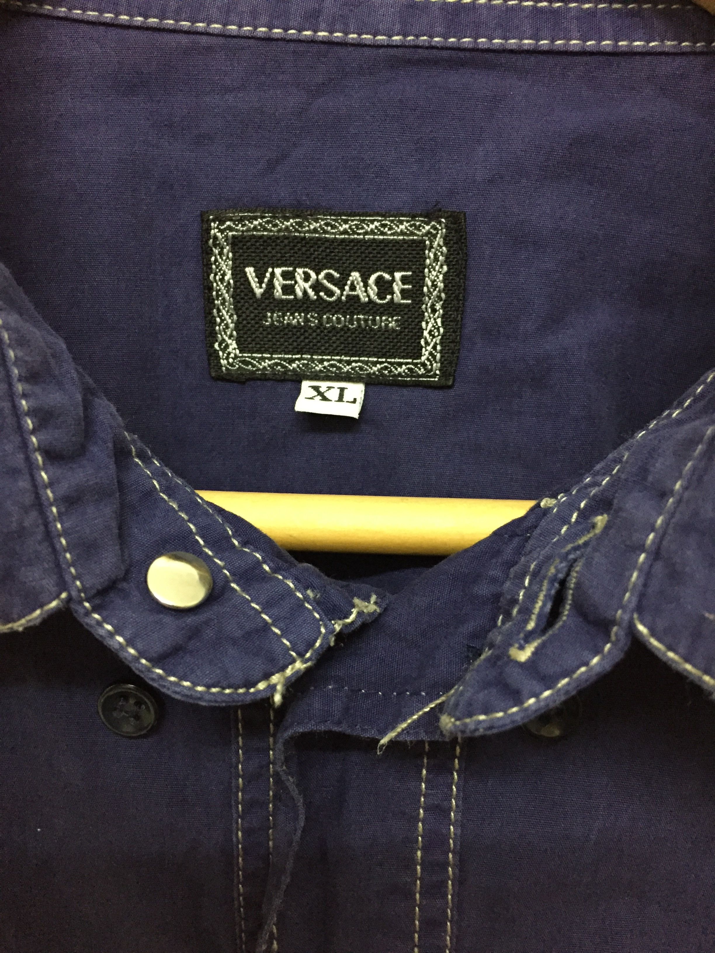 Versace × Versace Jeans Couture × Vintage 90's VERSACE Contrast stitch Medusa Head Button Button Down Size US XL / EU 56 / 4 - 10 Thumbnail