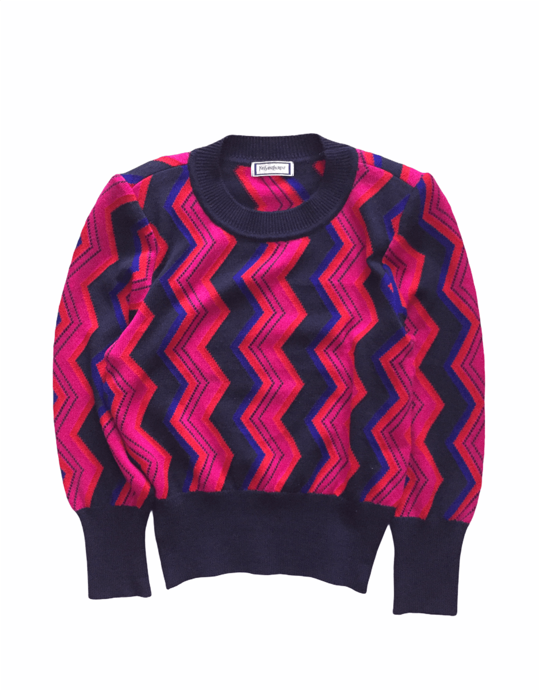 90's YSL abstract herringbone pop knit