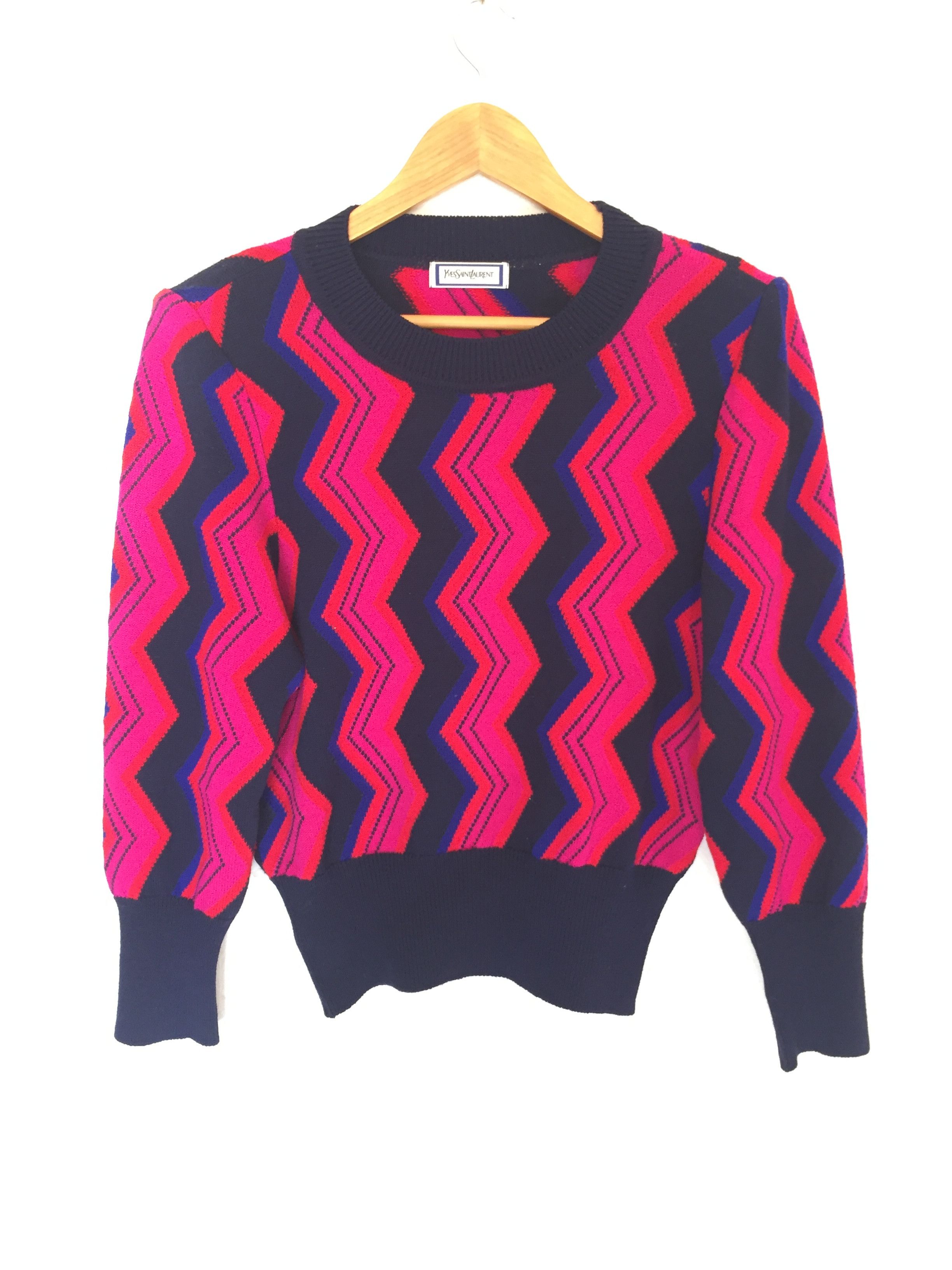 Yves Saint Laurent 90's YSL abstract herringbone pop knit Size M / US 6-8 / IT 42-44 - 3 Thumbnail