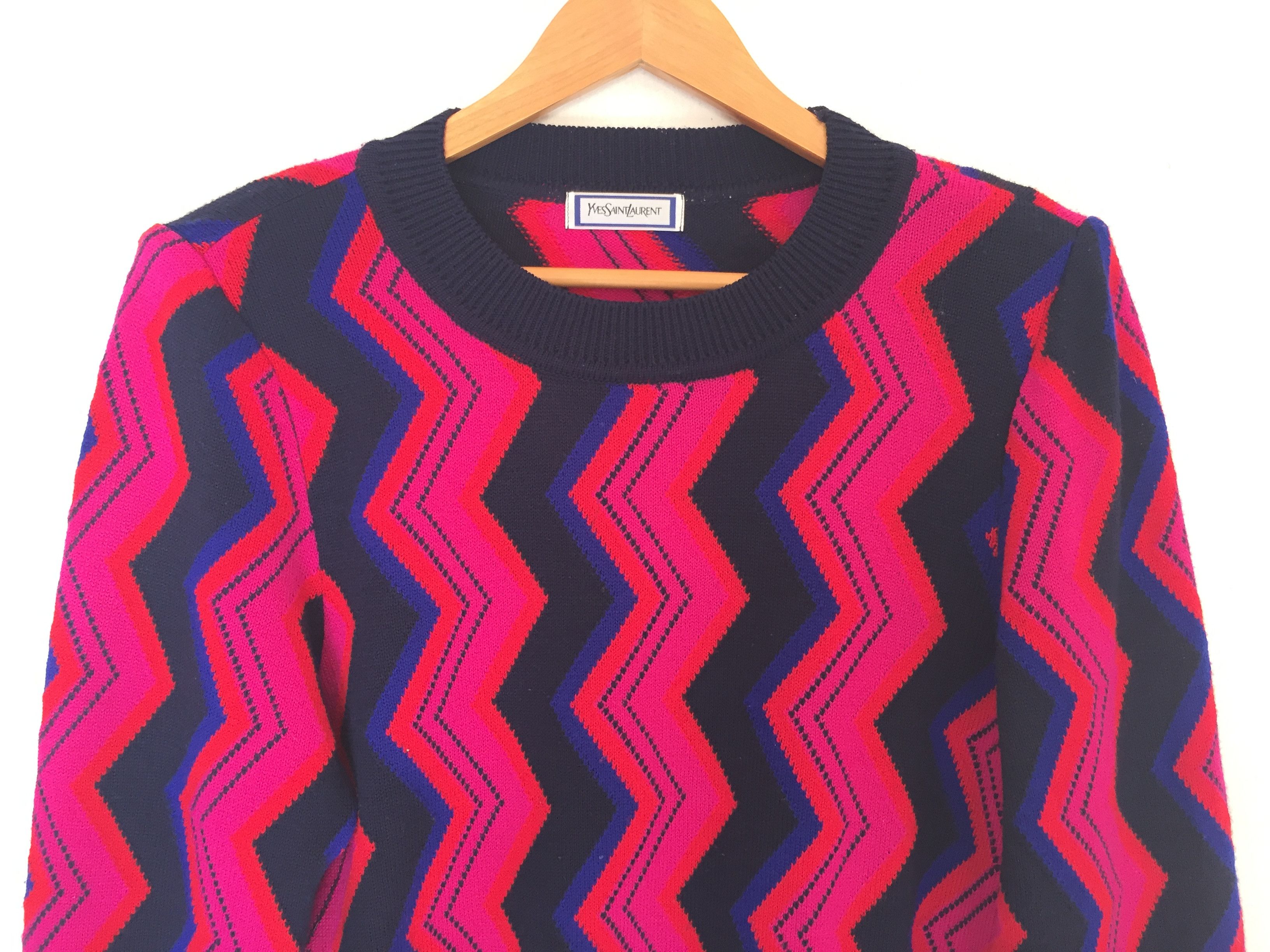 Yves Saint Laurent 90's YSL abstract herringbone pop knit Size M / US 6-8 / IT 42-44 - 4 Thumbnail