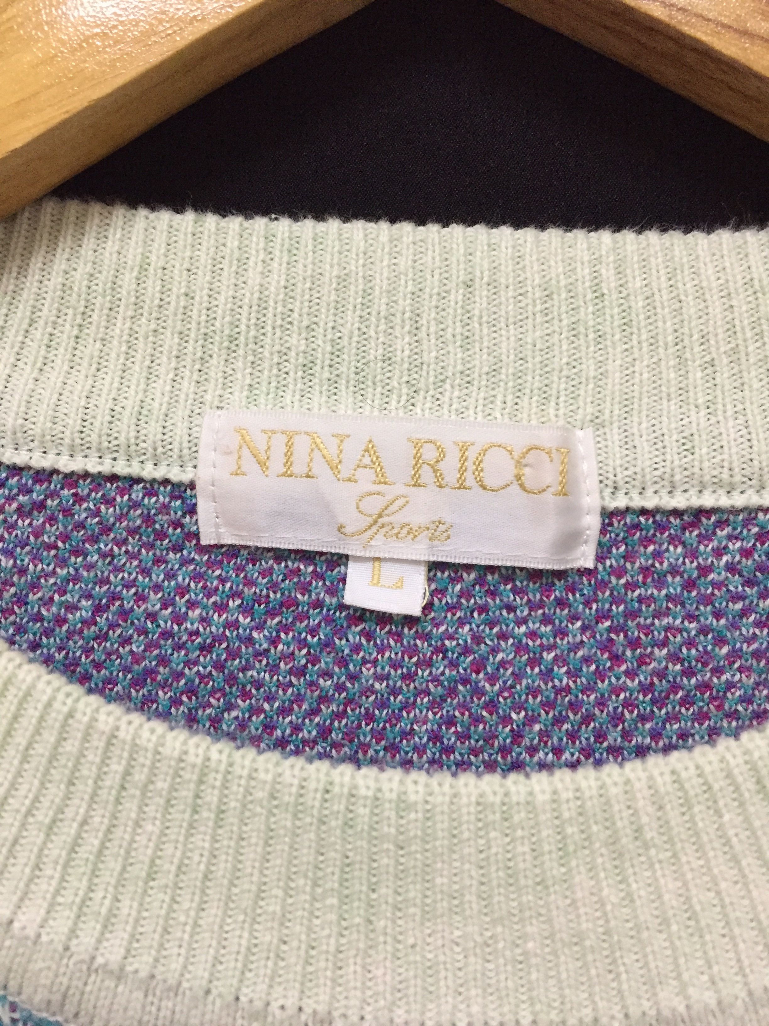 Nina Ricci 90's Nina Ricci sport intarsia jacquard rose knitting Size L / US 10 / IT 46 - 9 Thumbnail