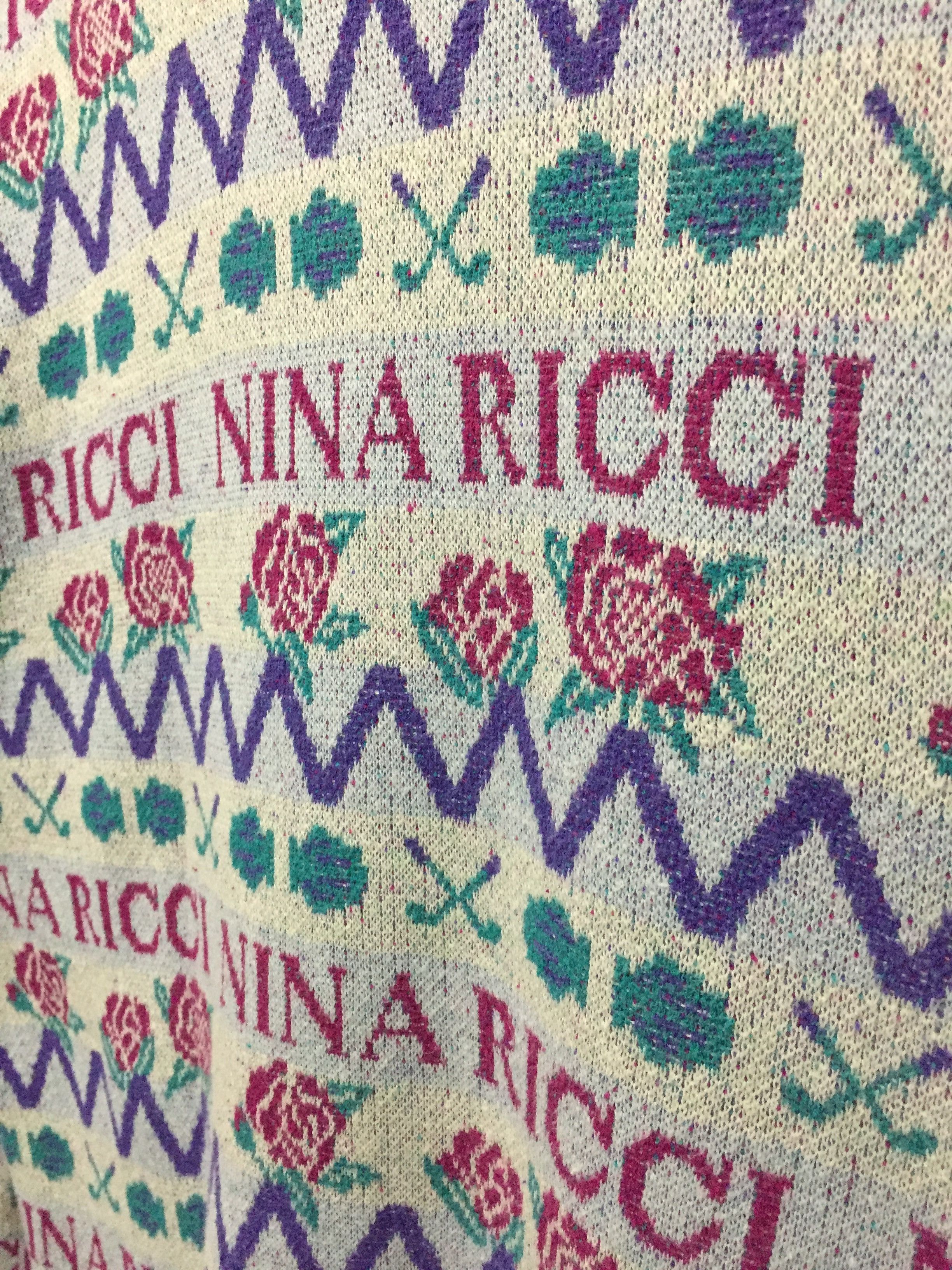 Nina Ricci 90's Nina Ricci sport intarsia jacquard rose knitting Size L / US 10 / IT 46 - 6 Thumbnail