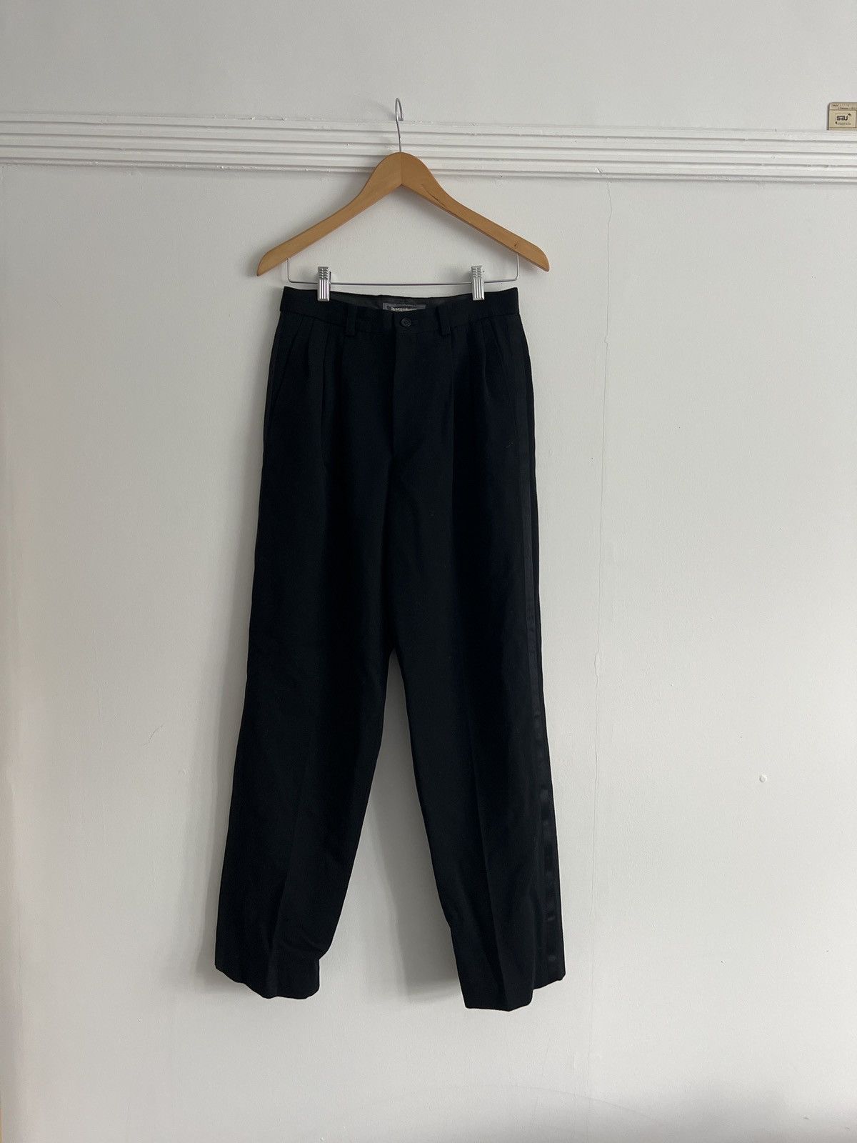 Issey Miyake Black Wool Tuxedo Trousers
