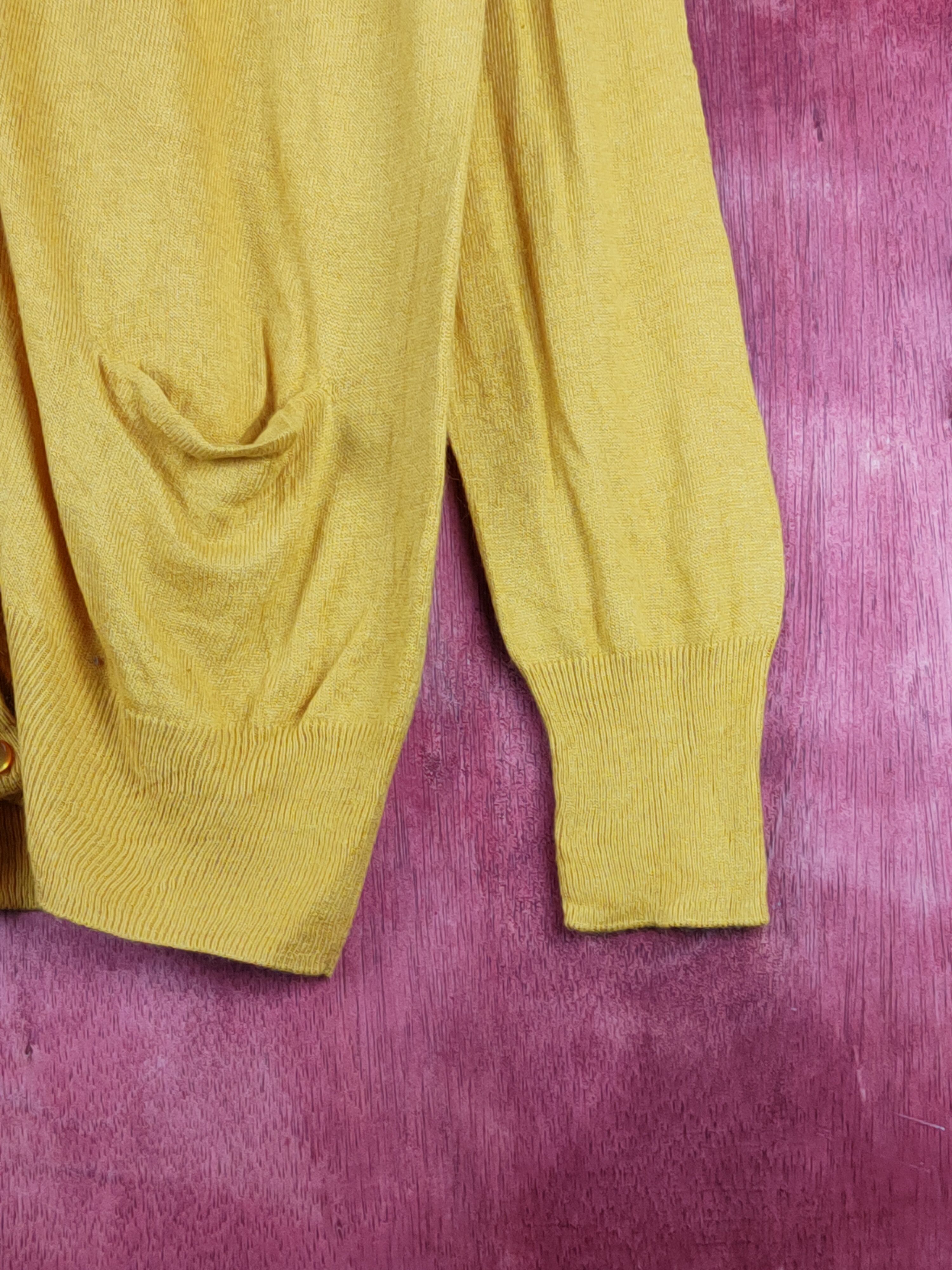 Japanese Brand Back Number Mustard Knitwear Cardigan #S1098 Size M / US 6-8 / IT 42-44 - 6 Thumbnail