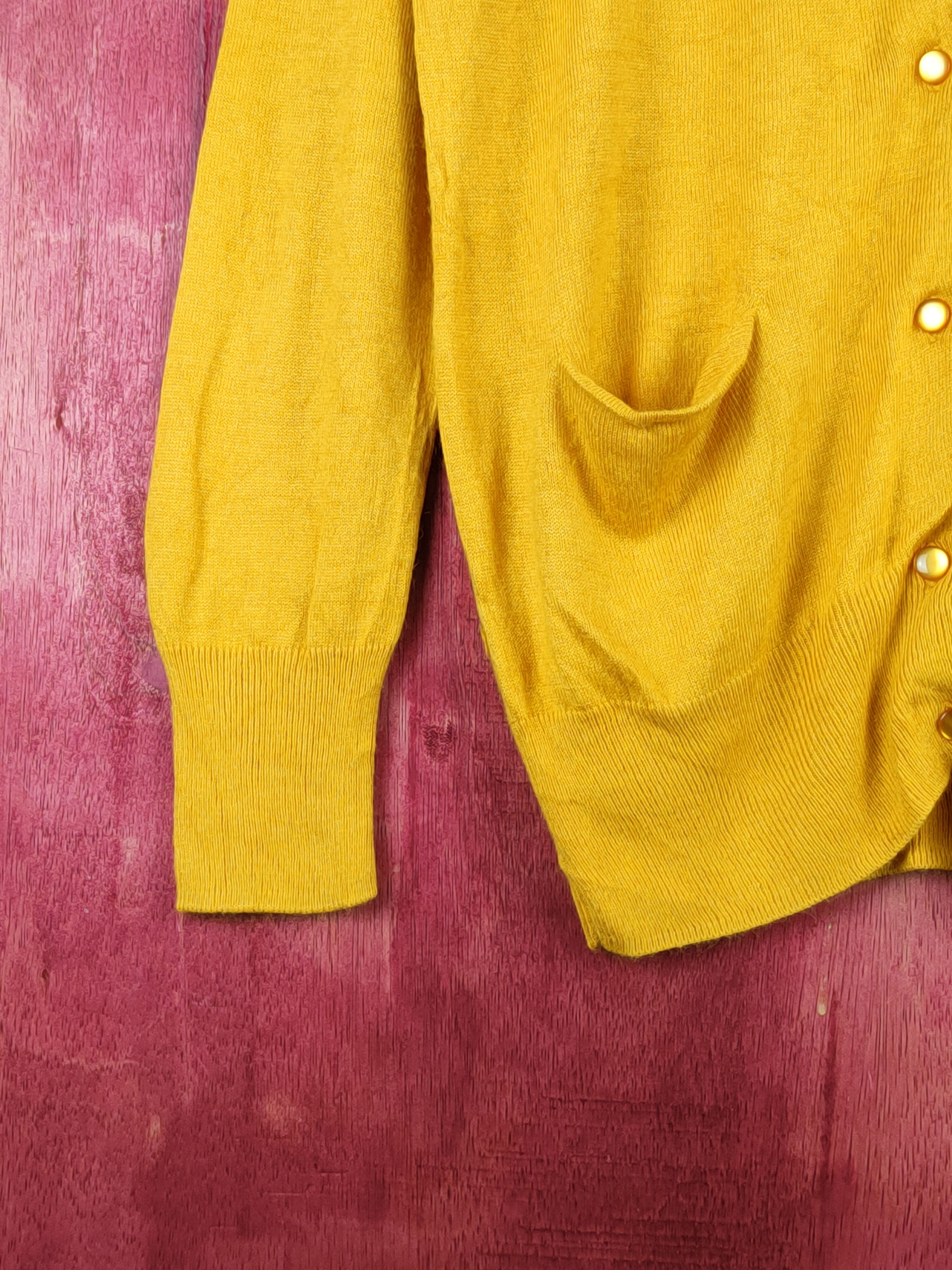 Japanese Brand Back Number Mustard Knitwear Cardigan #S1098 Size M / US 6-8 / IT 42-44 - 4 Thumbnail