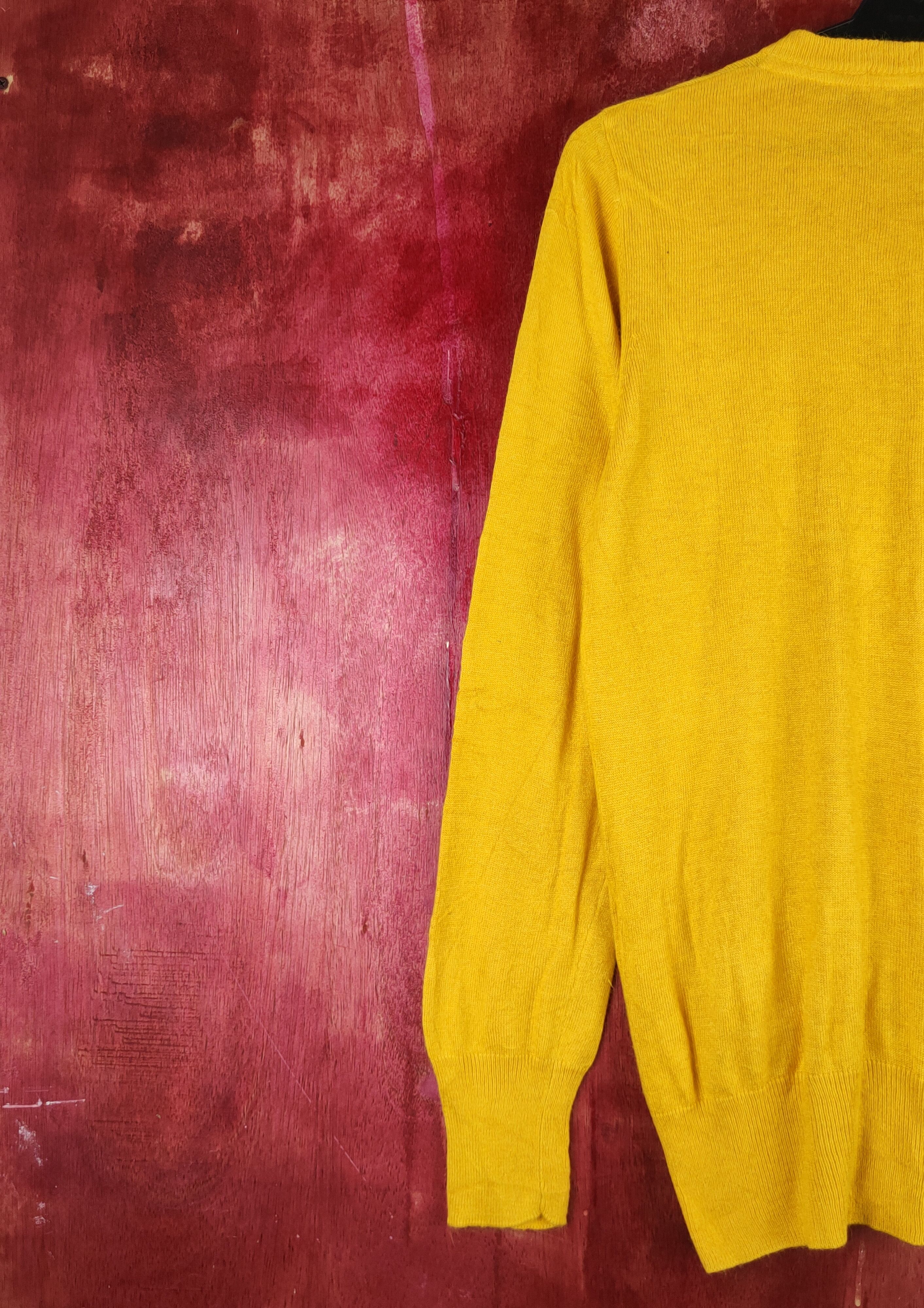 Japanese Brand Back Number Mustard Knitwear Cardigan #S1098 Size M / US 6-8 / IT 42-44 - 8 Thumbnail