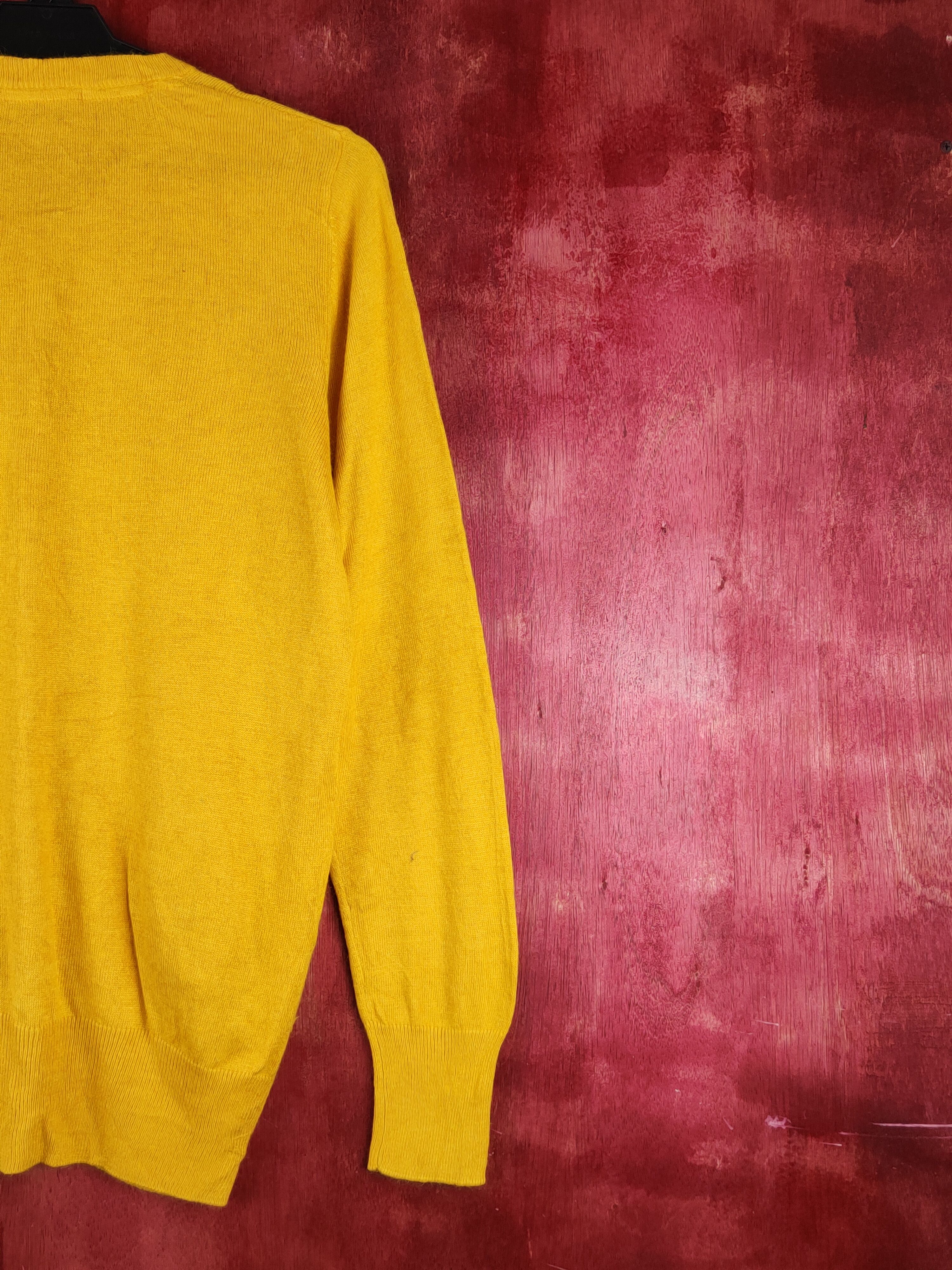 Japanese Brand Back Number Mustard Knitwear Cardigan #S1098 Size M / US 6-8 / IT 42-44 - 7 Thumbnail