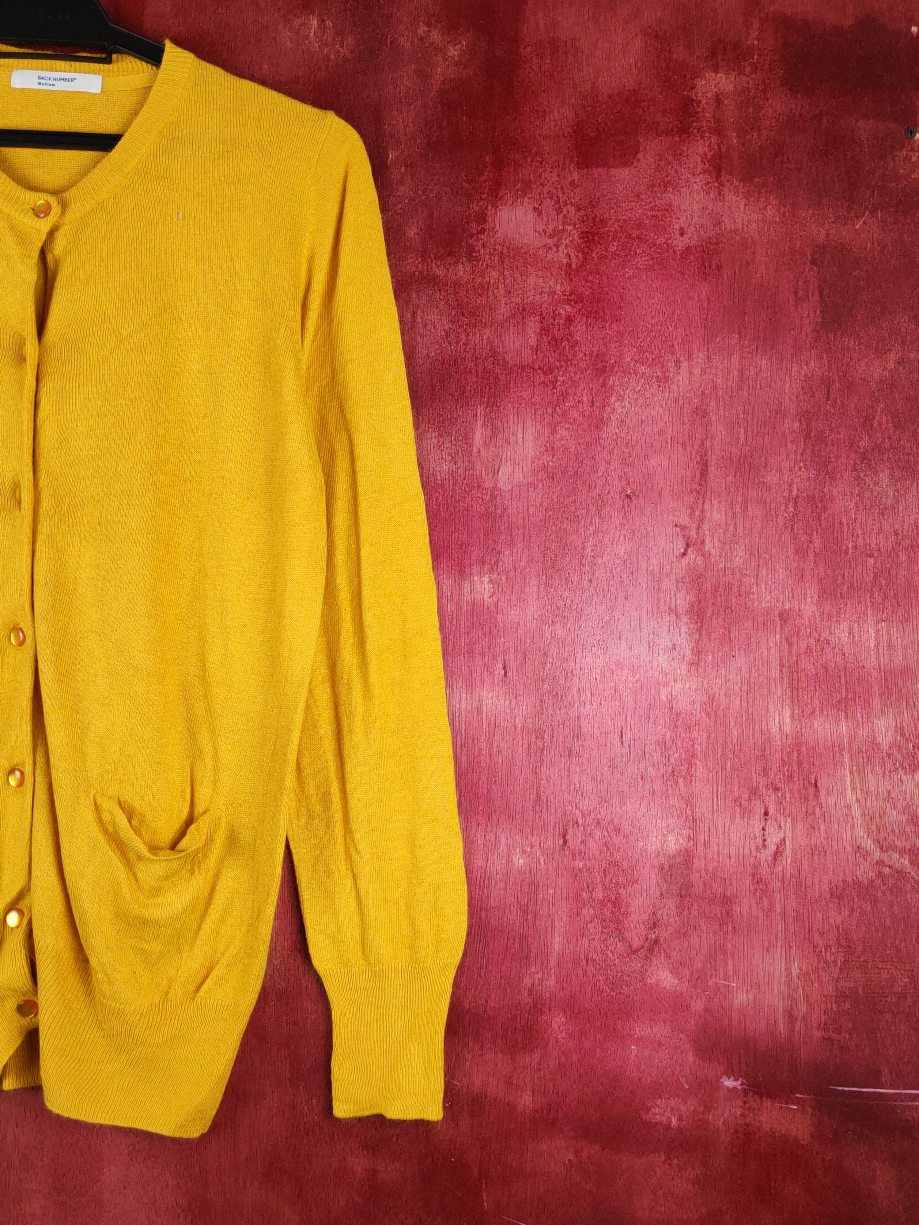 Japanese Brand Back Number Mustard Knitwear Cardigan #S1098 Size M / US 6-8 / IT 42-44 - 5 Thumbnail