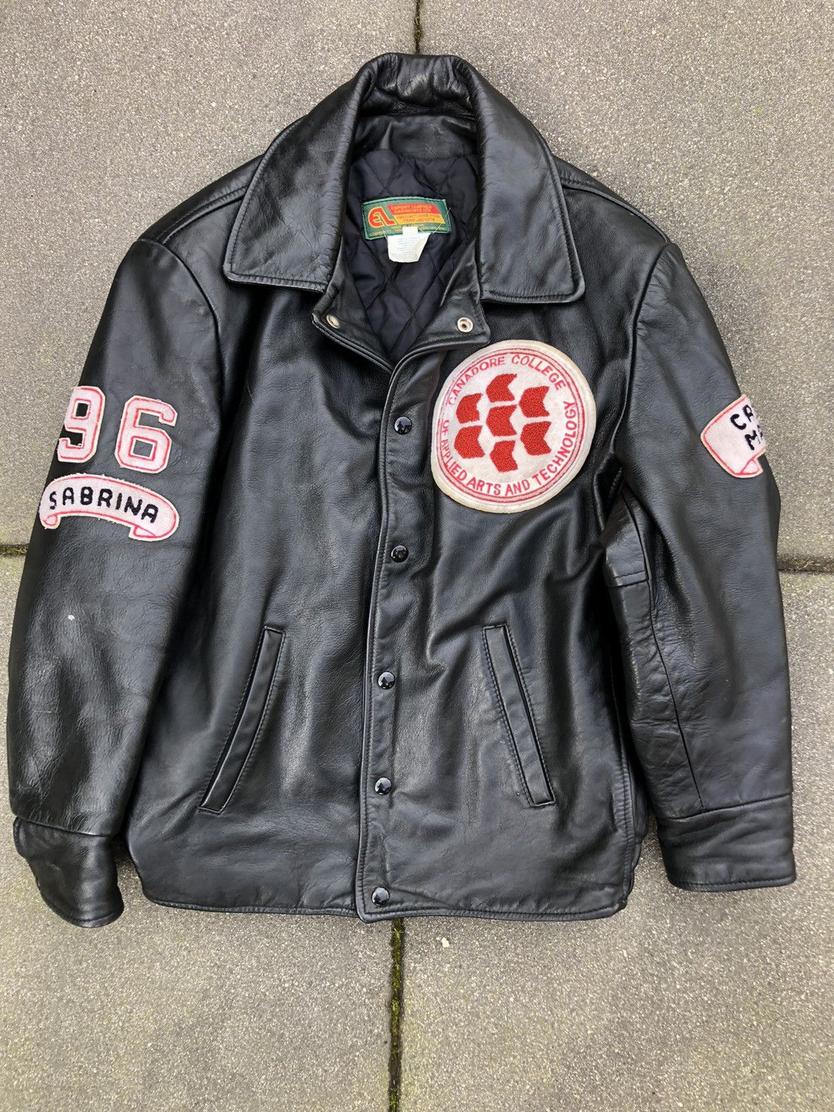 Vintage Vintage 70s letterman patch leather jacket Size US L / EU 52-54 / 3 - 1 Thumbnail