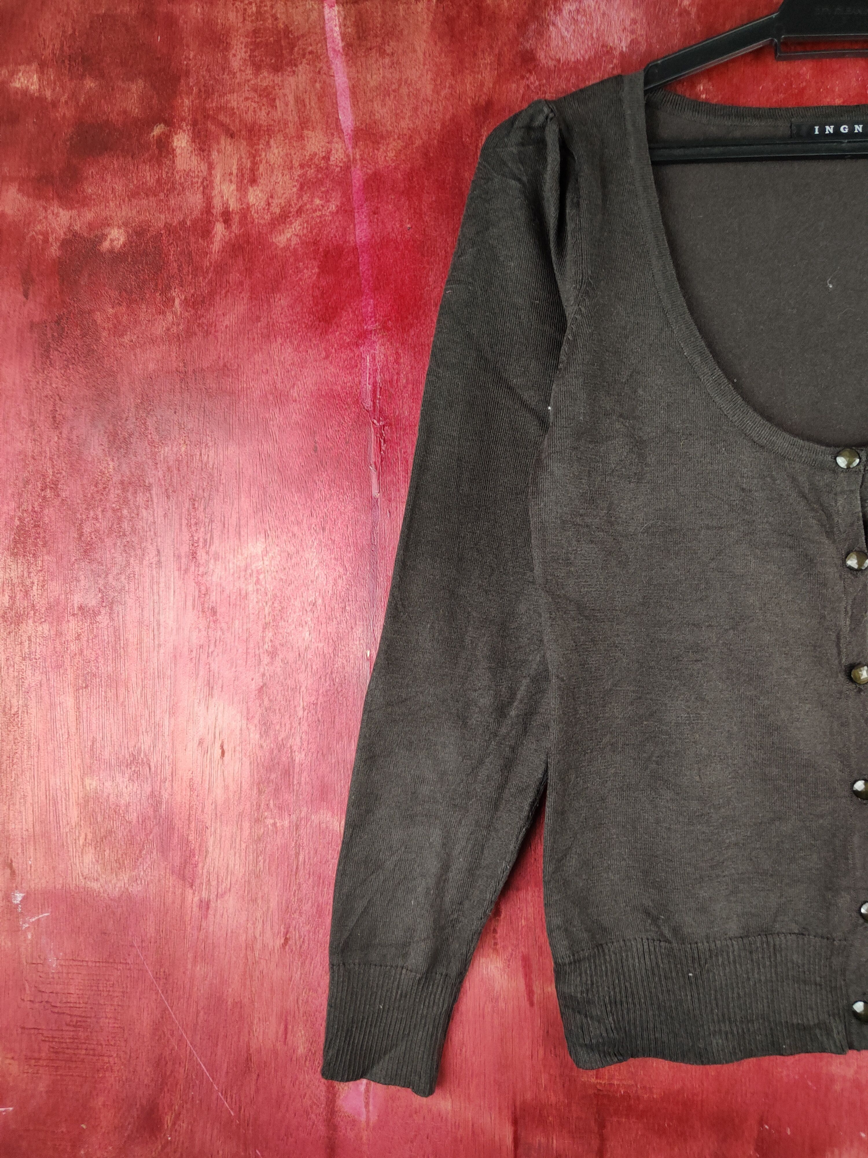 Japanese Brand Ingni Dark Brown Knitwear Cardigan #S1092 Size S / US 4 / IT 40 - 3 Thumbnail