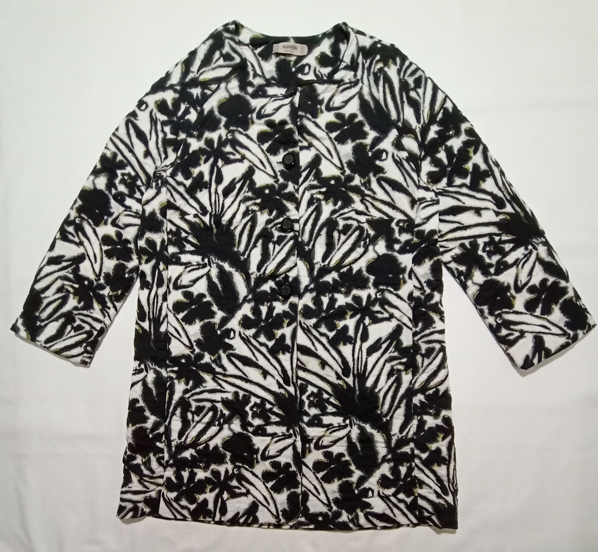 image of Art Eleonora Amadei Fleece Jacket Floral Made In Italy in Black/White, Women's (Size Medium)