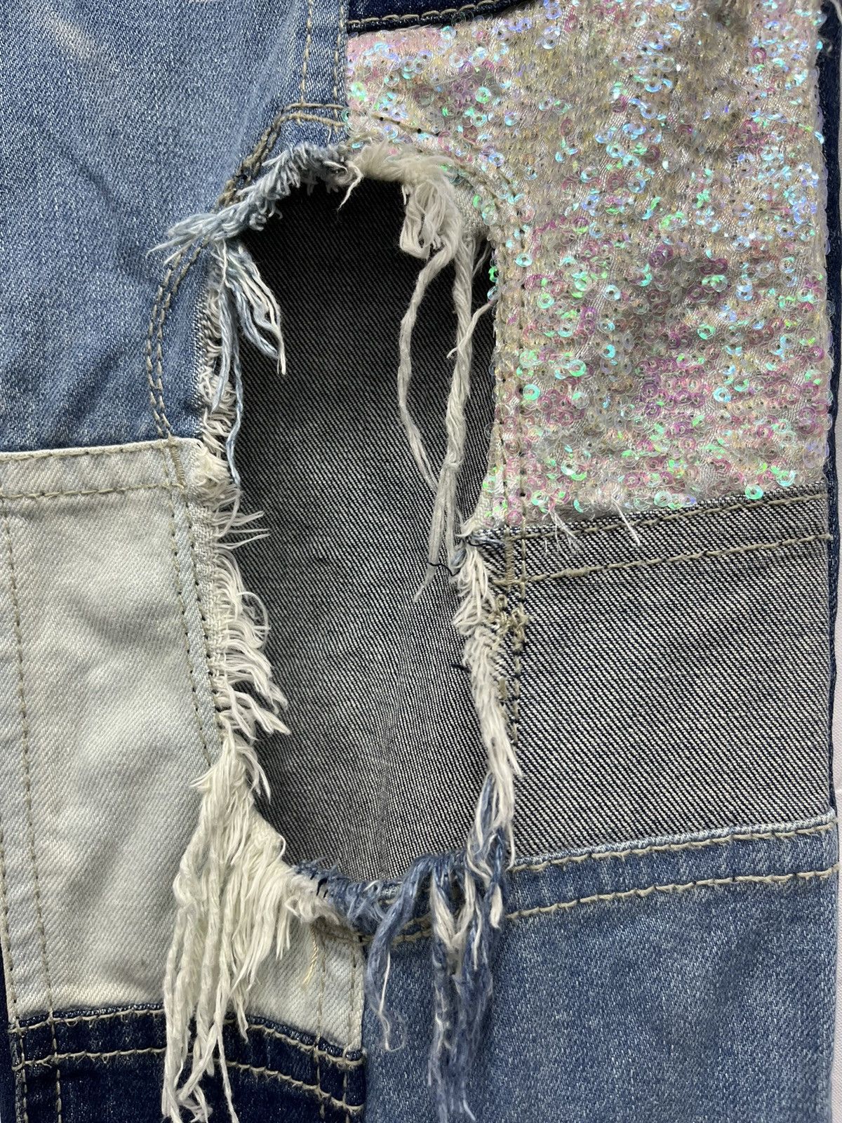 Ronin Division RONI Sequin Patchwork Blow Out Stretch Denim Cropped Style Size 25" / US 0 / IT 36 - 9 Thumbnail
