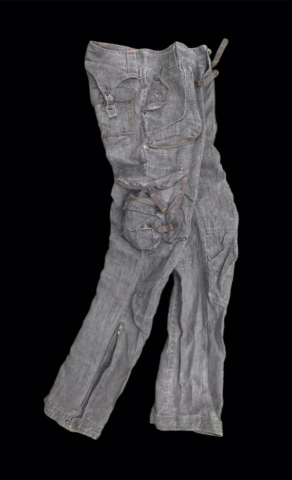 Seditionaries LINEN CARGO BONDAGE PARACHUTE STYLE MULTI POCKET PANTS Size US 30 / EU 46 - 3 Thumbnail