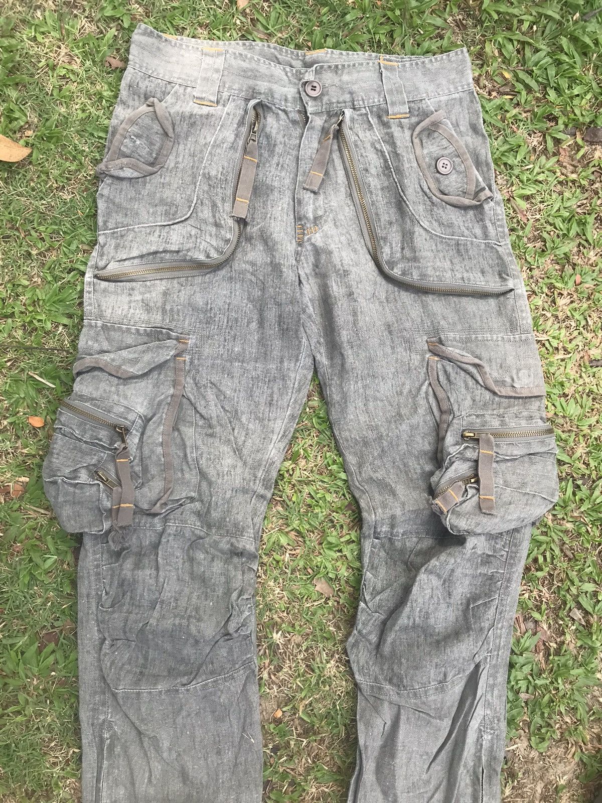 Seditionaries LINEN CARGO BONDAGE PARACHUTE STYLE MULTI POCKET PANTS Size US 30 / EU 46 - 4 Thumbnail