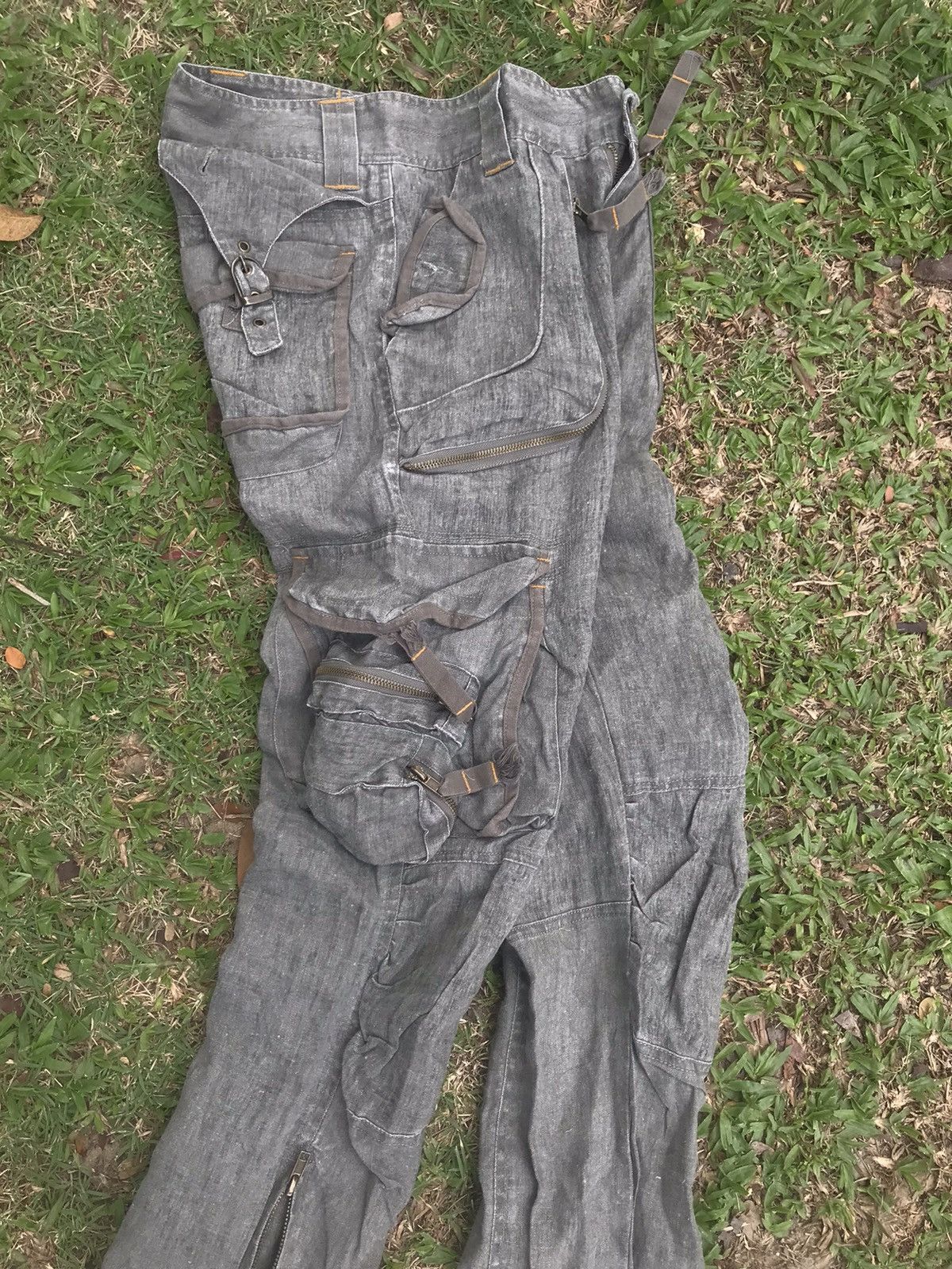 Seditionaries LINEN CARGO BONDAGE PARACHUTE STYLE MULTI POCKET PANTS Size US 30 / EU 46 - 10 Thumbnail