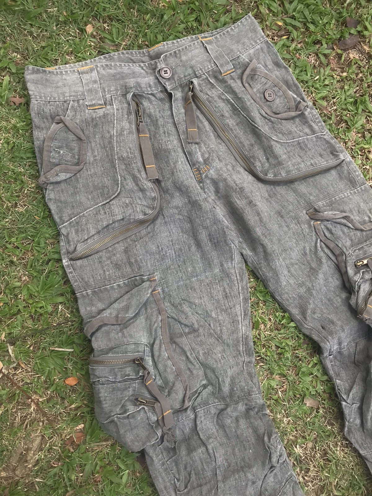 Seditionaries LINEN CARGO BONDAGE PARACHUTE STYLE MULTI POCKET PANTS Size US 30 / EU 46 - 6 Thumbnail