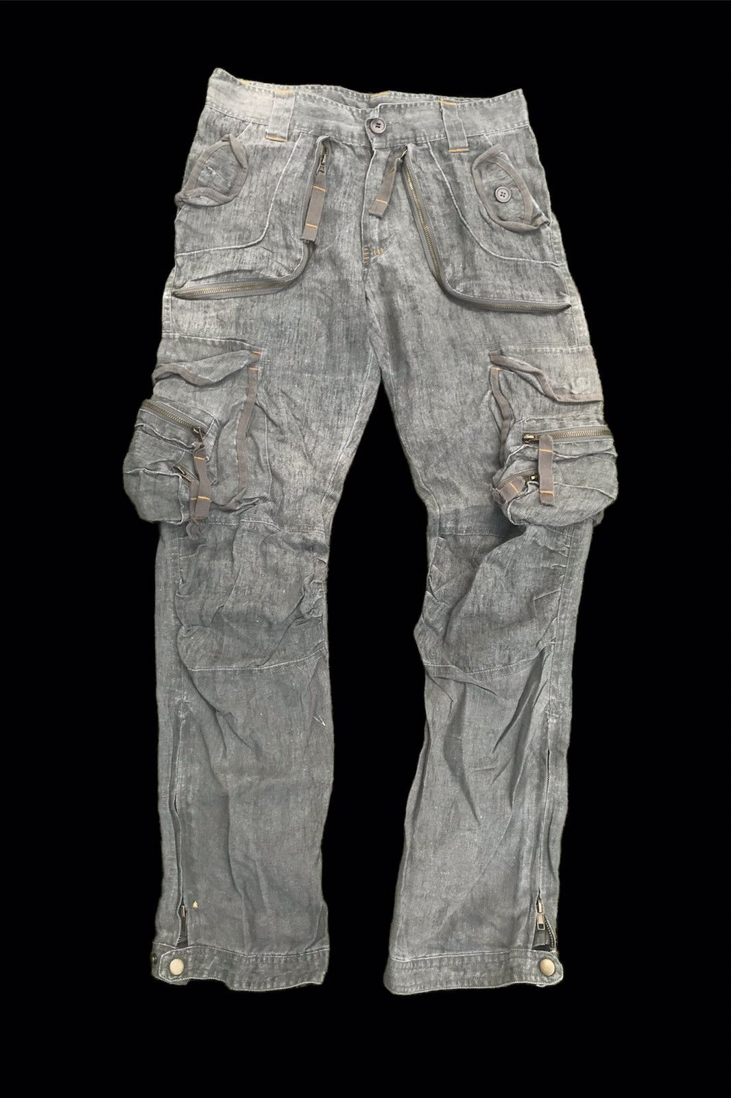 Seditionaries LINEN CARGO BONDAGE PARACHUTE STYLE MULTI POCKET PANTS Size US 30 / EU 46 - 1 Thumbnail