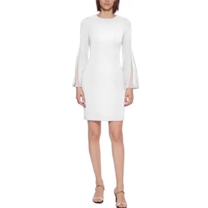 Calvin Klein Panel Knee-Length Sheath Dress Petites 8 New