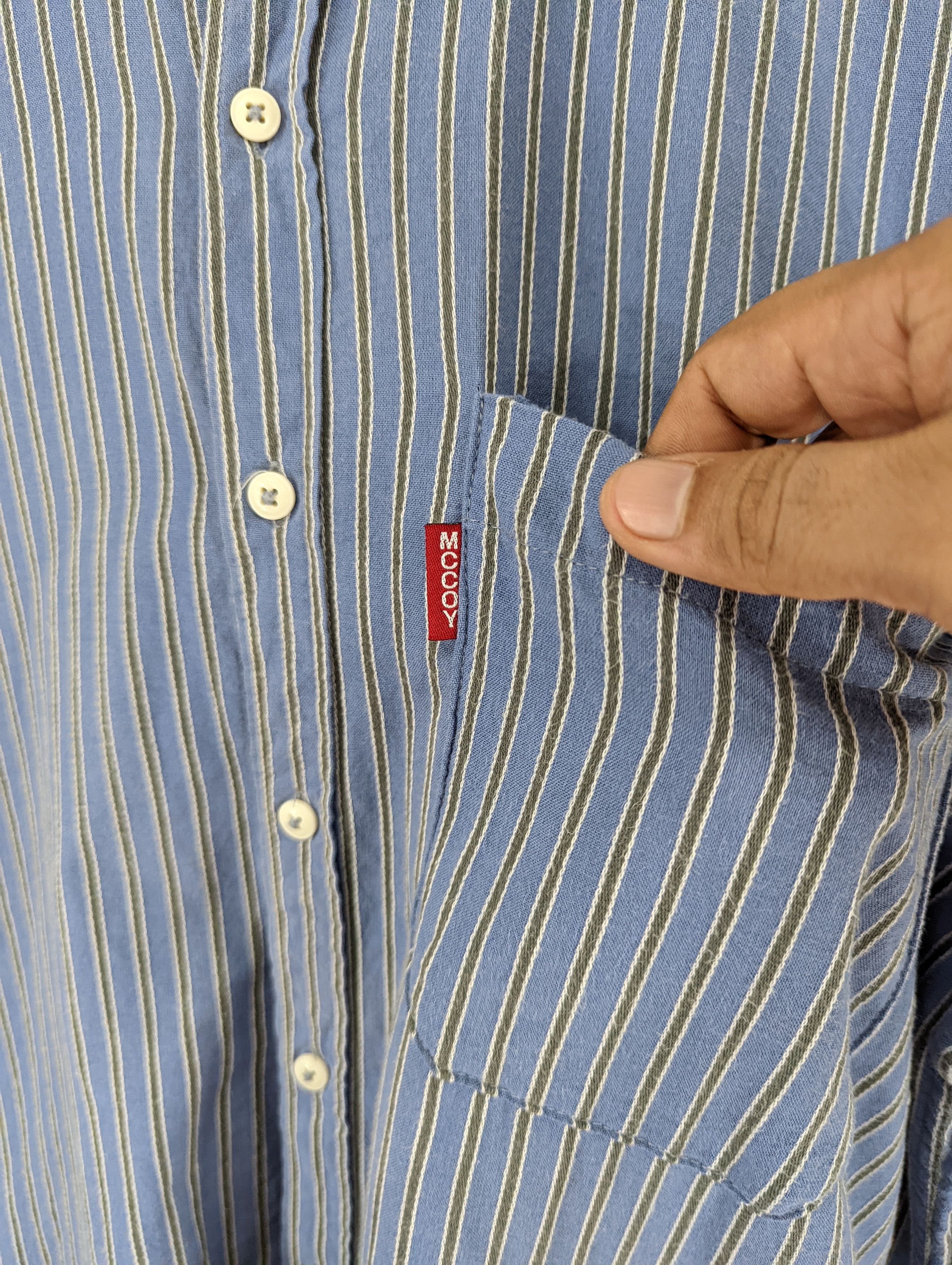 Vintage Mccoy Striped Button Ups Shirt, Men's (Size L) — image 5 of 6