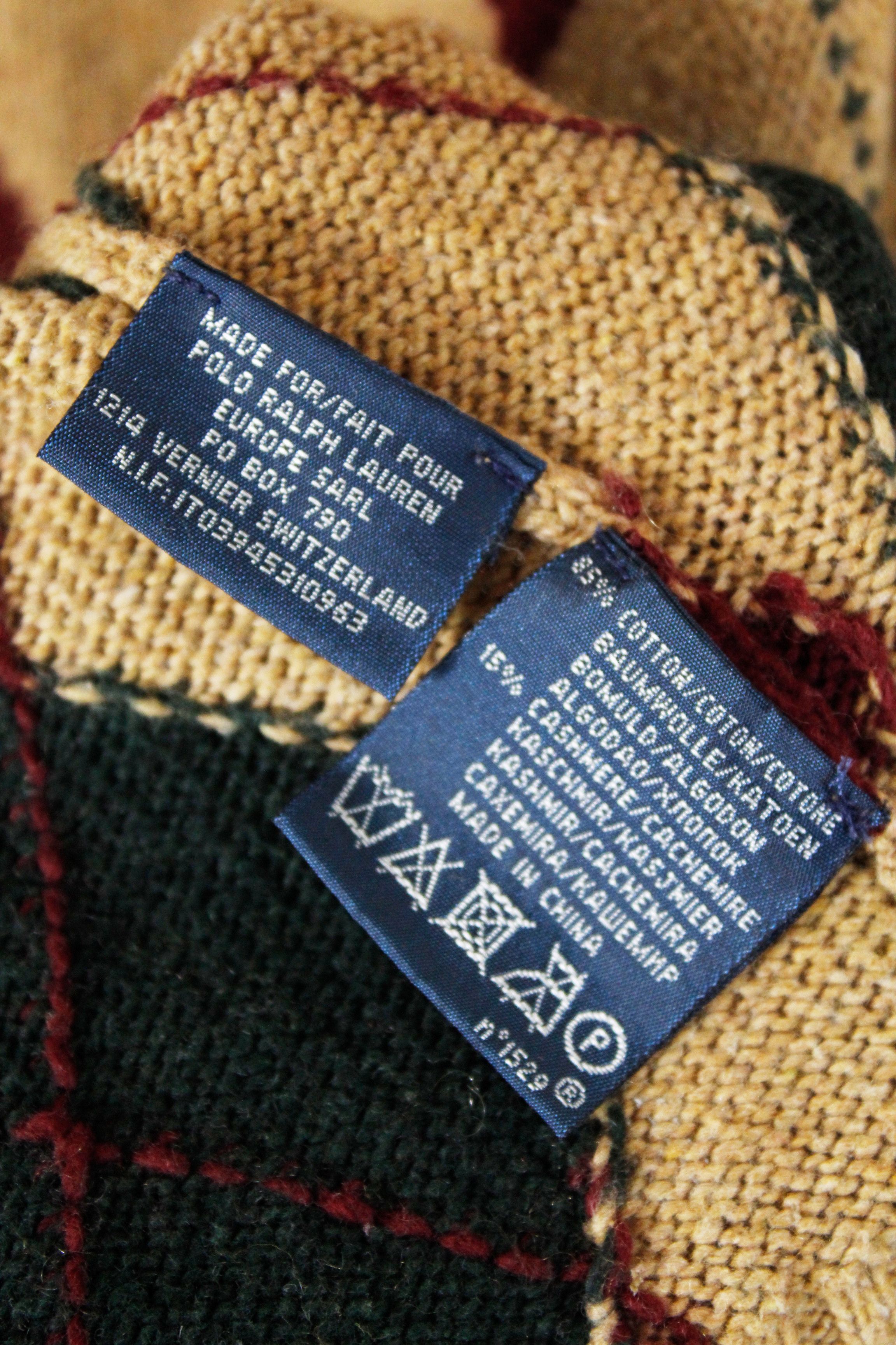 Polo Ralph Lauren × Ralph Lauren Ralph Lauren Argyle Pattern Cotton Cashmere V-neck Sweater Size US XL / EU 56 / 4 - 5 Thumbnail
