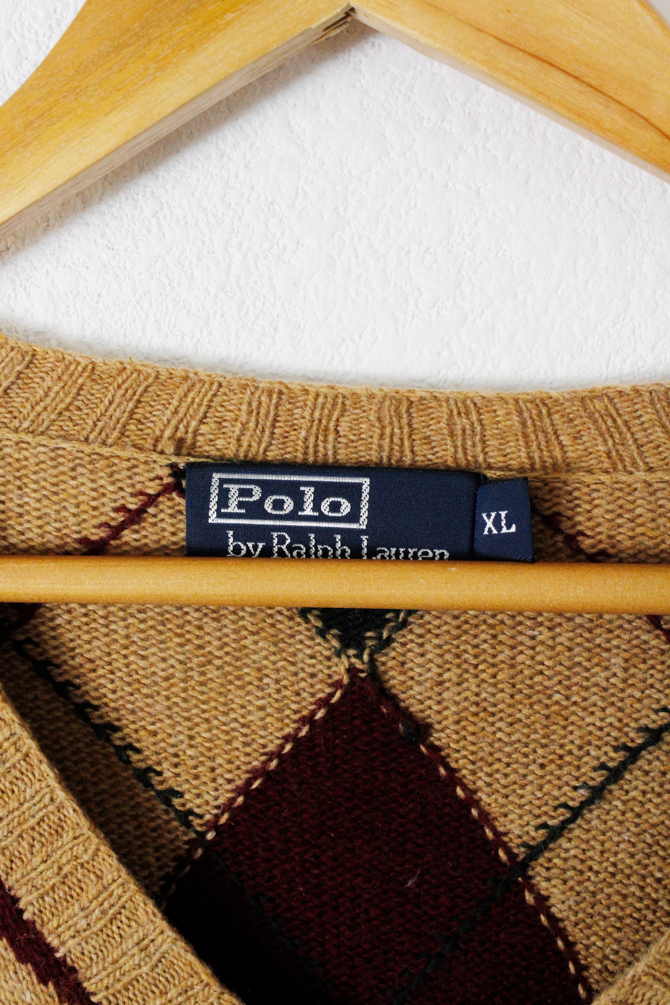 Polo Ralph Lauren × Ralph Lauren Ralph Lauren Argyle Pattern Cotton Cashmere V-neck Sweater Size US XL / EU 56 / 4 - 4 Thumbnail
