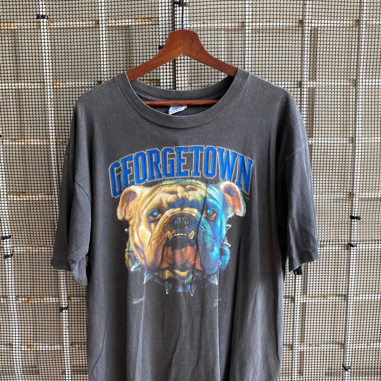 image of Vintage Georgetown Bulldogs Sunfaded Black Single Stitch Tee, Men's (Size Large)