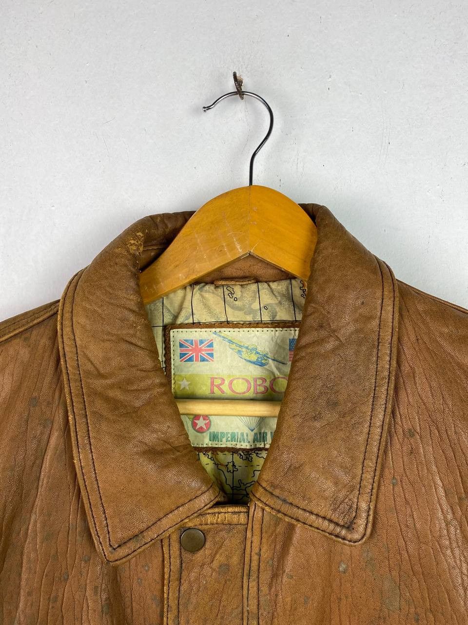 Vintage vintage leather jacket map lining nice design Size US L / EU 52-54 / 3 - 3 Thumbnail