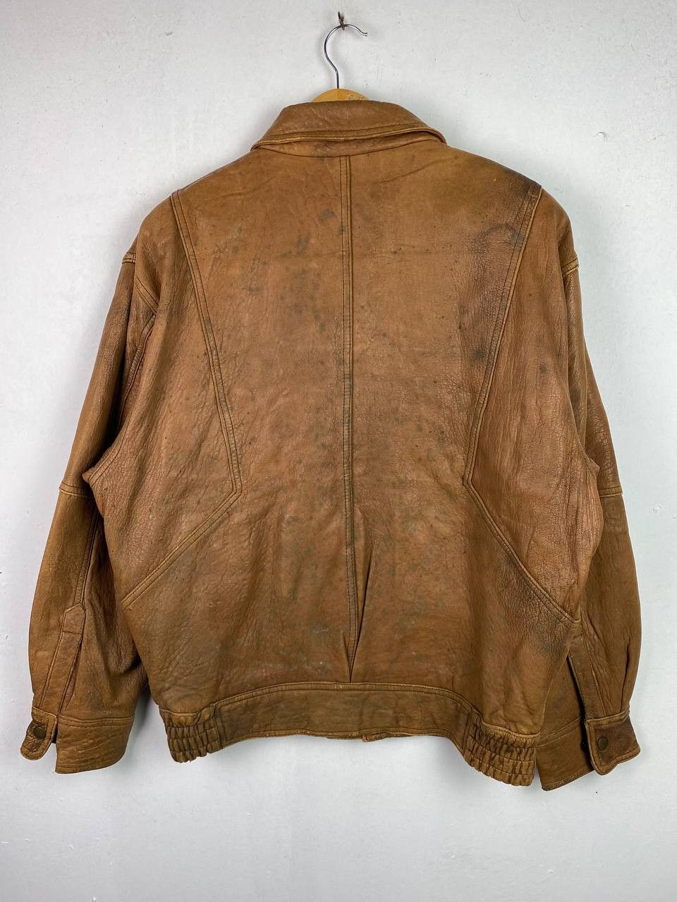 Vintage vintage leather jacket map lining nice design Size US L / EU 52-54 / 3 - 12 Thumbnail