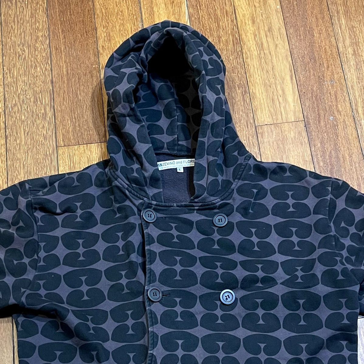 Vintage BLACK AND DARK BURGUNDY ANZEVINO AND FLORENCE HOODIE! Size US L / EU 52-54 / 3 - 3 Thumbnail