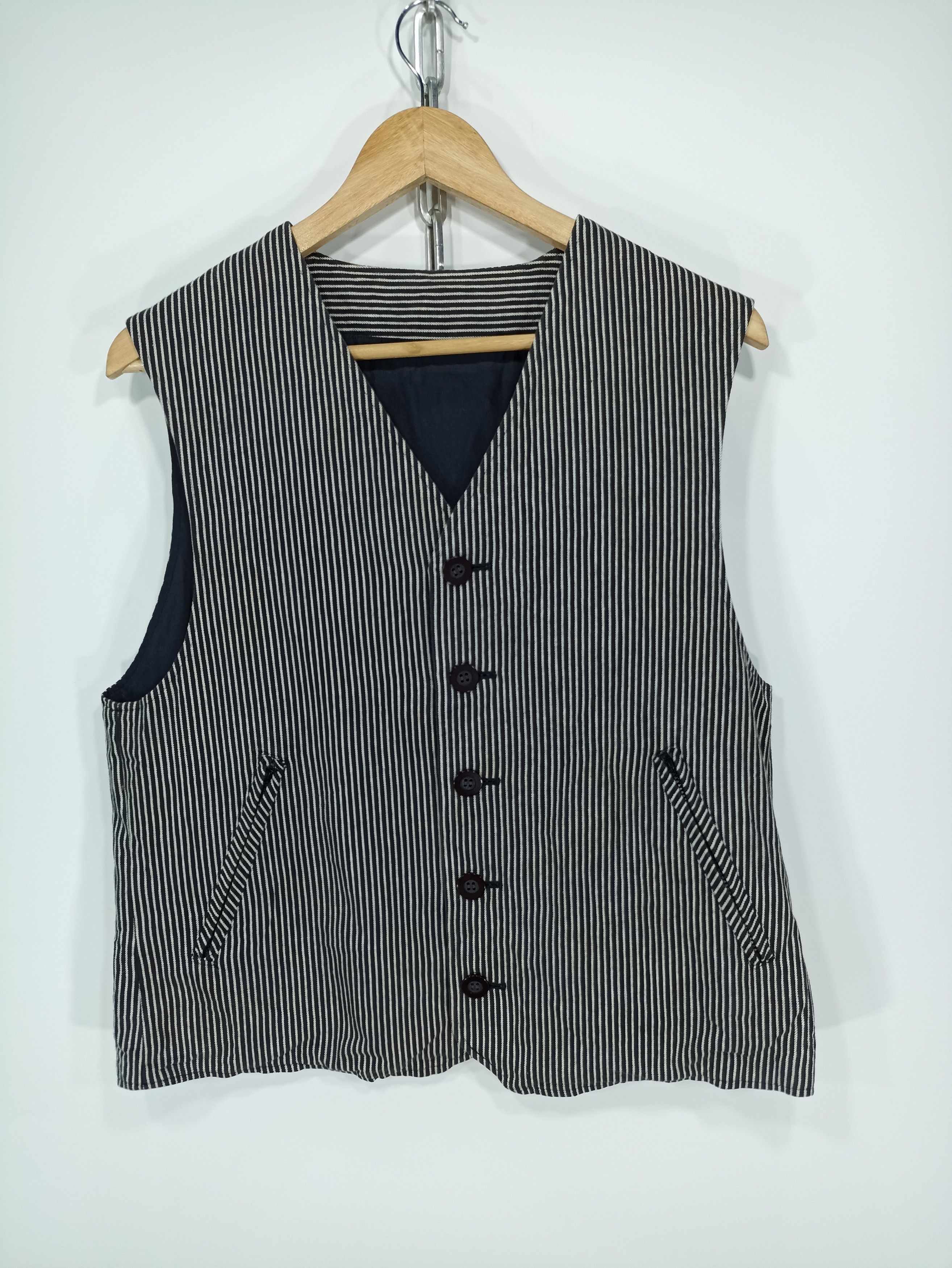 Japanese Brand × Vintage Vintage Hickory Stripe vest(unknown Brand) Size US M / EU 48-50 / 2 - 1 Thumbnail