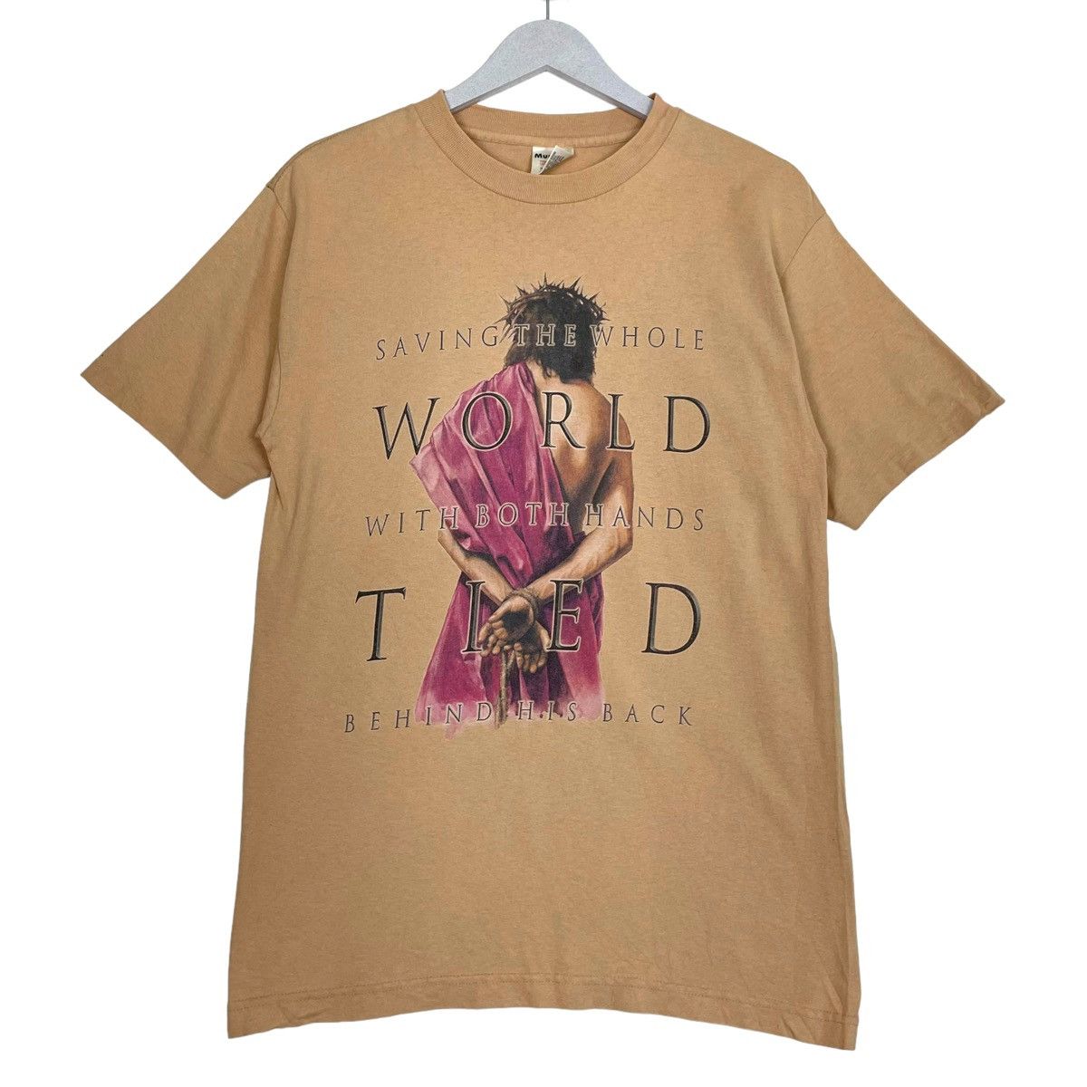 Vintage 💥90s JESUS WORLD TIED T-SHIRT Size US M / EU 48-50 / 2 - 1 Thumbnail