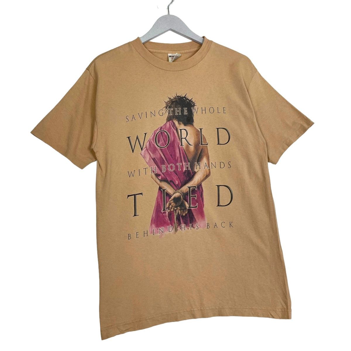 Vintage 💥90s JESUS WORLD TIED T-SHIRT Size US M / EU 48-50 / 2 - 3 Thumbnail