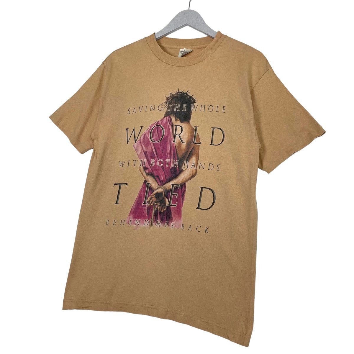 Vintage 💥90s JESUS WORLD TIED T-SHIRT Size US M / EU 48-50 / 2 - 2 Thumbnail