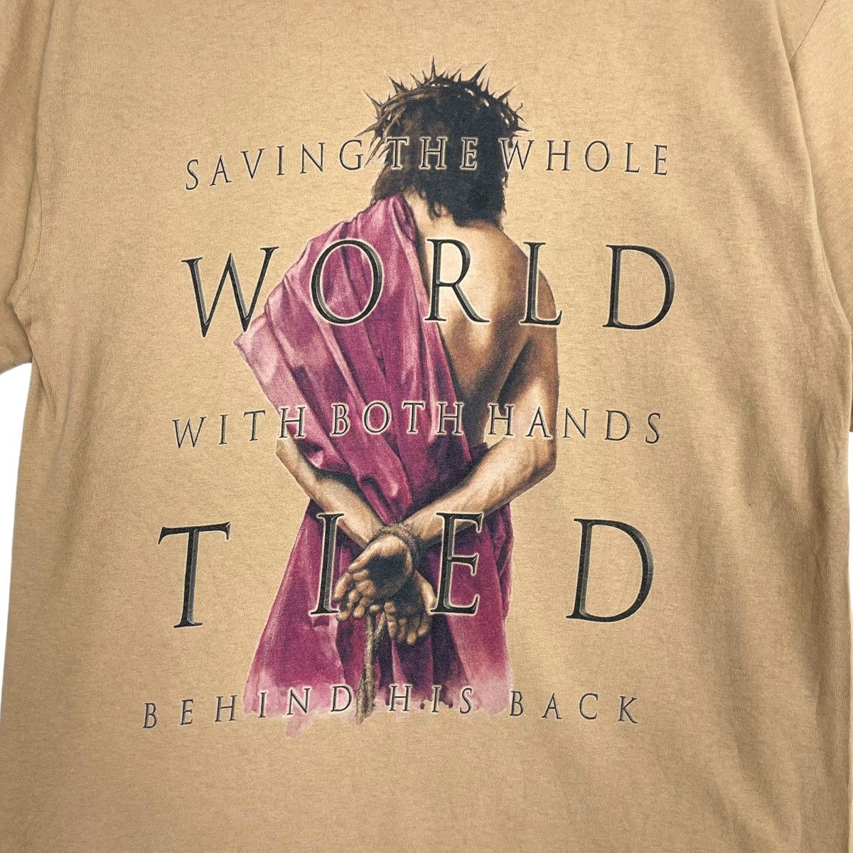 Vintage 💥90s JESUS WORLD TIED T-SHIRT Size US M / EU 48-50 / 2 - 5 Thumbnail