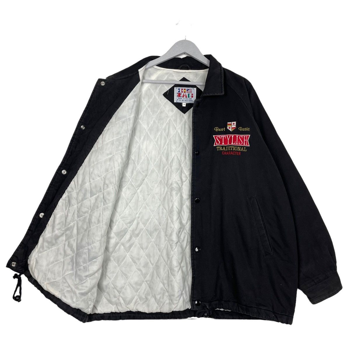 Japanese Brand × Vintage 💥 JAPAN ZIG ZAG BAGGY VARSITY JACKET Size US L / EU 52-54 / 3 - 5 Thumbnail