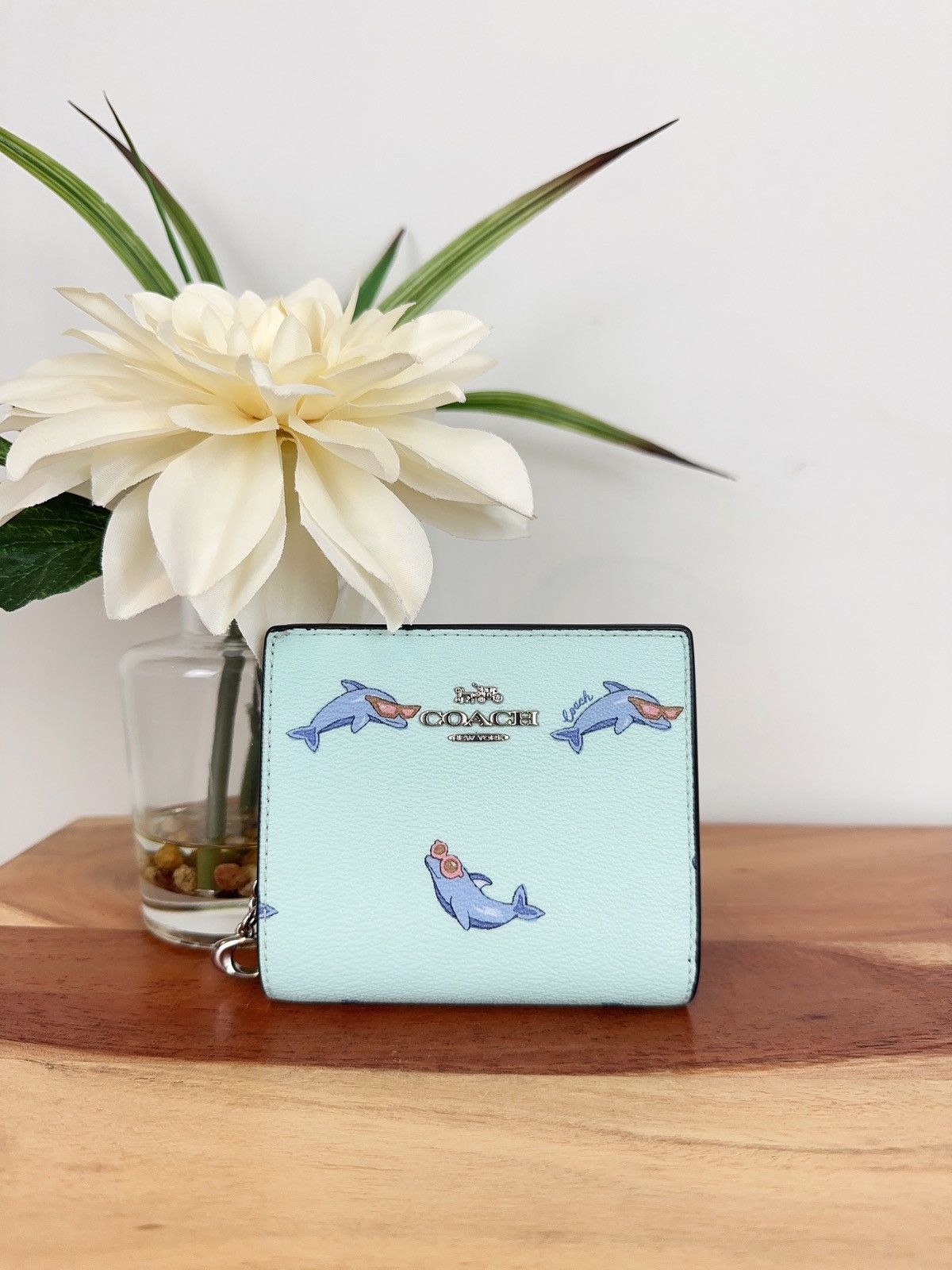 NWT Coach Snap Wallet With Dolphin Print
