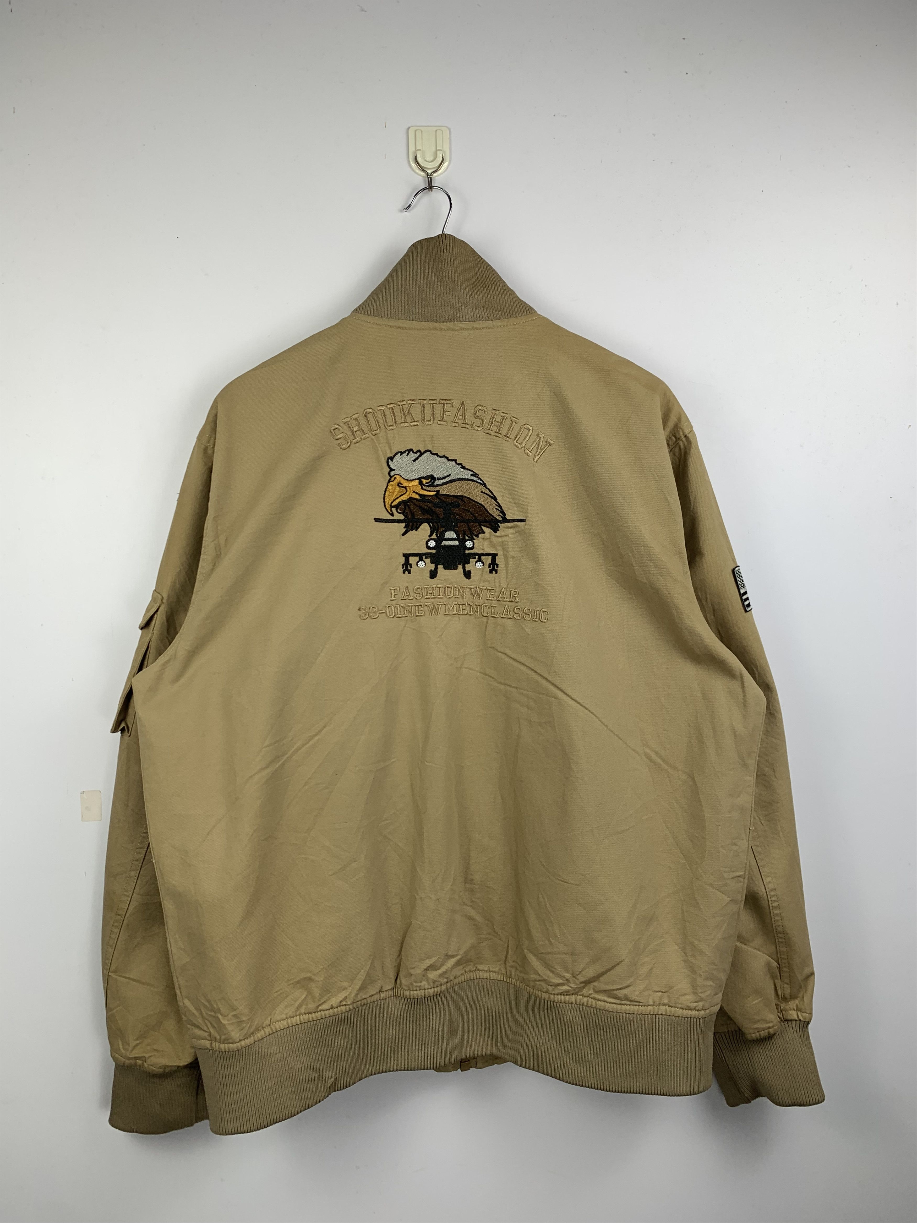 Japanese Brand Vintage LLSBG Military Patch Bomber Jacket– Tan, Size 4XL Size US XXL / EU 58 / 5 - 7 Thumbnail