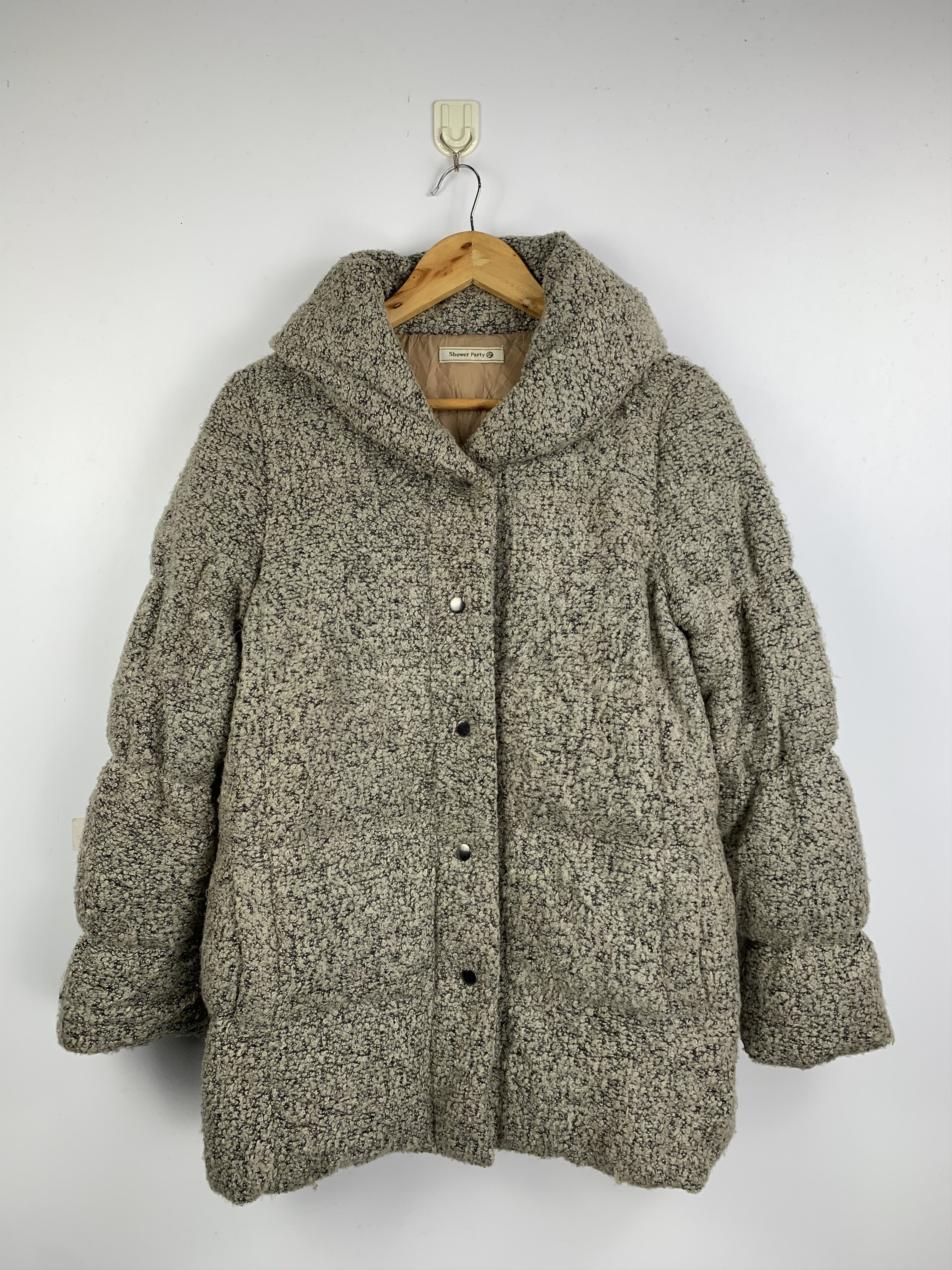 Japanese Brand Vintage SHOWER PARTY Woolen Puffer Down Jacket Size M / US 6-8 / IT 42-44 - 1 Thumbnail