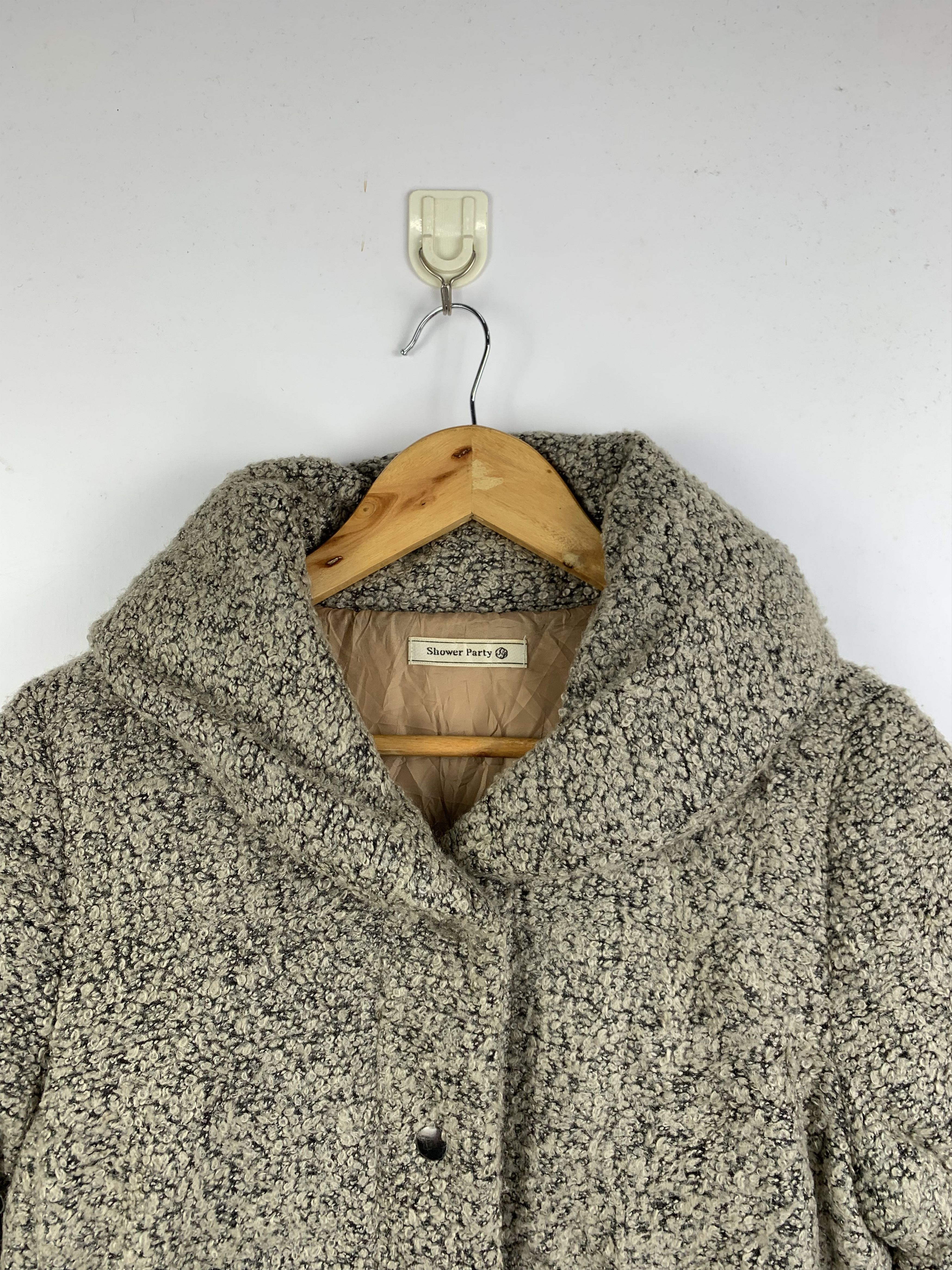 Japanese Brand Vintage SHOWER PARTY Woolen Puffer Down Jacket Size M / US 6-8 / IT 42-44 - 3 Thumbnail