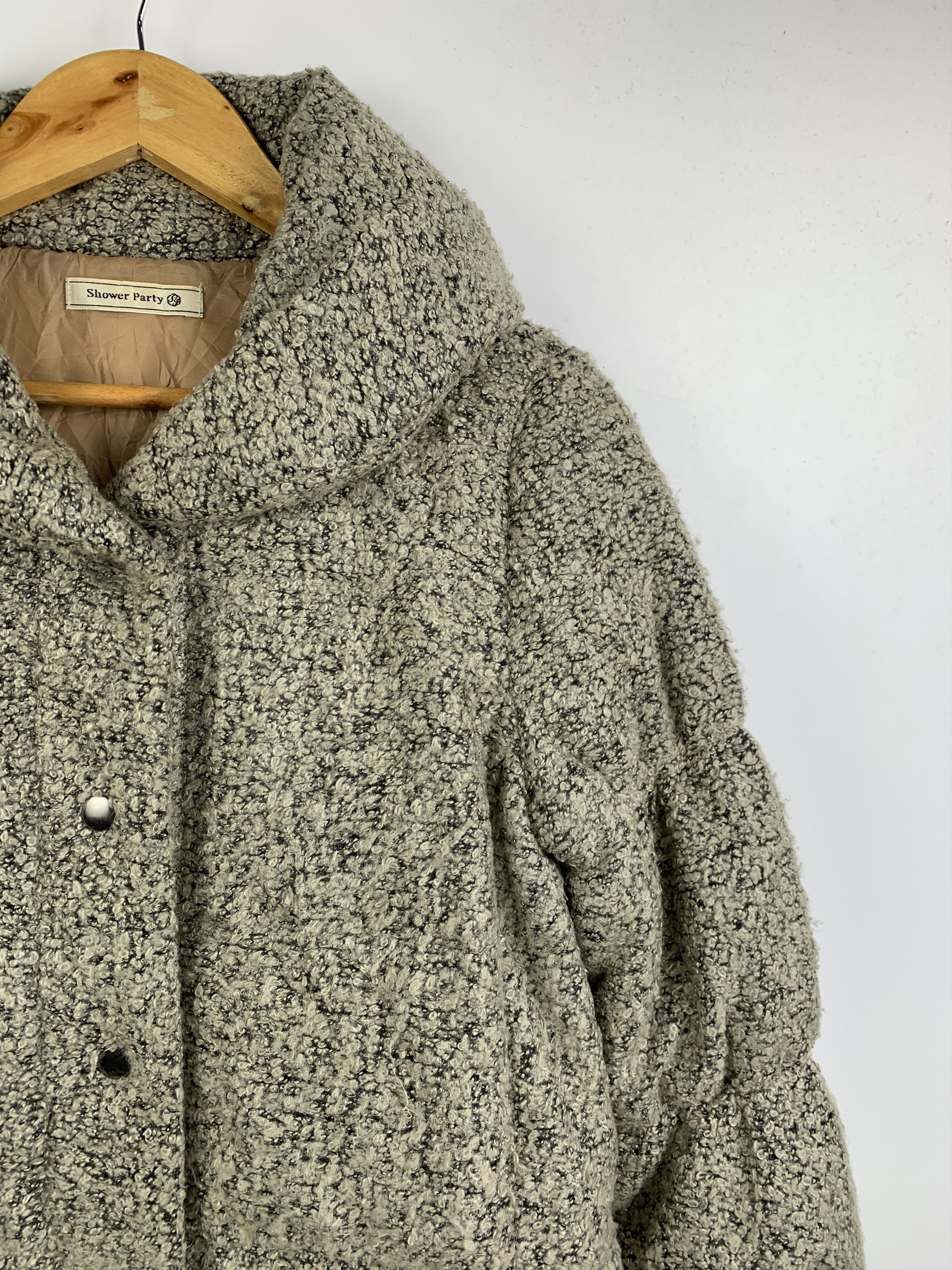 Japanese Brand Vintage SHOWER PARTY Woolen Puffer Down Jacket Size M / US 6-8 / IT 42-44 - 4 Thumbnail