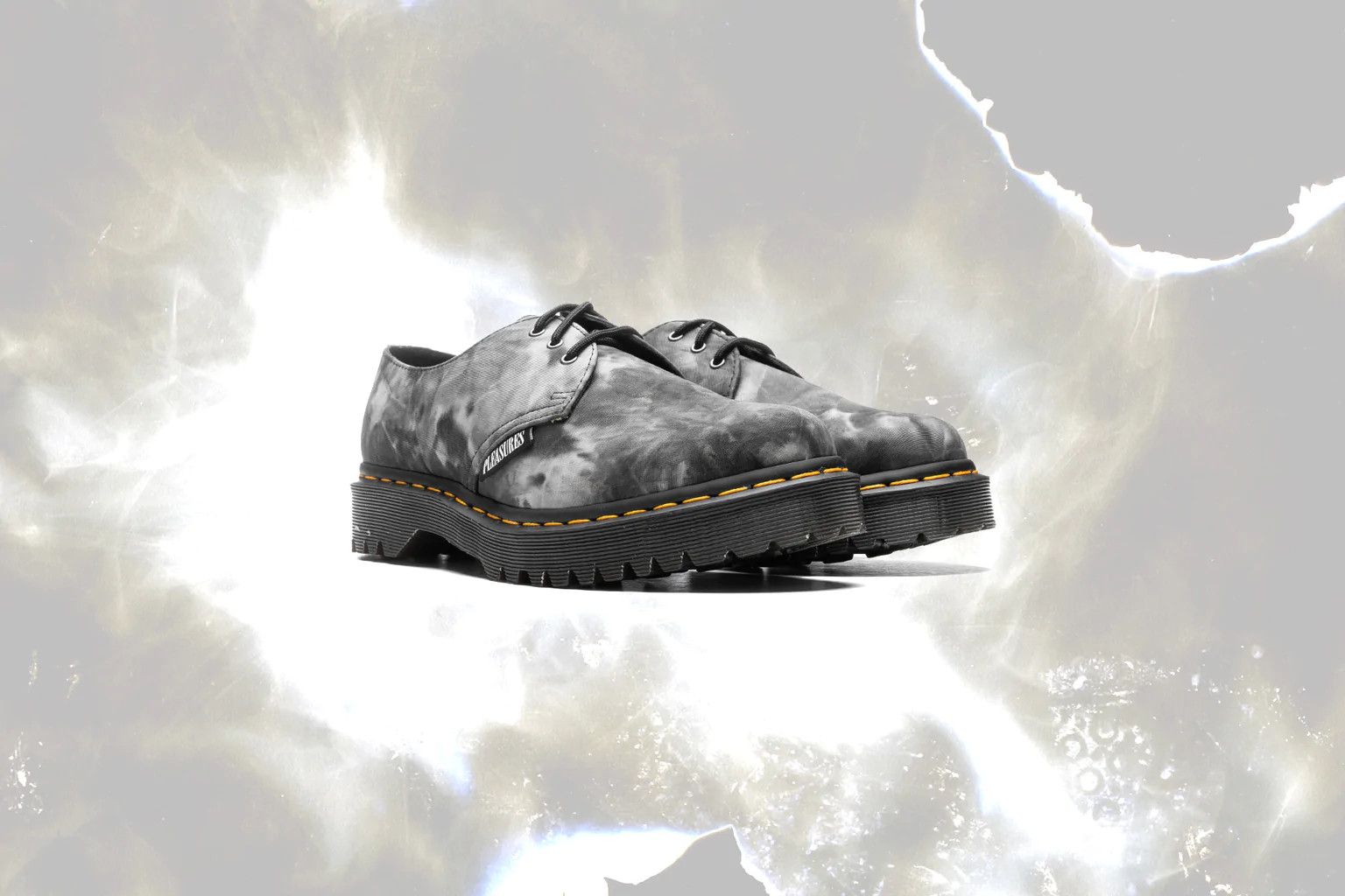 image of Dr Martens x Pleasures Dr. Martens X Pleasures 1461 Bex - Black/white Tie Dye Shoes, Men's (Size 8)