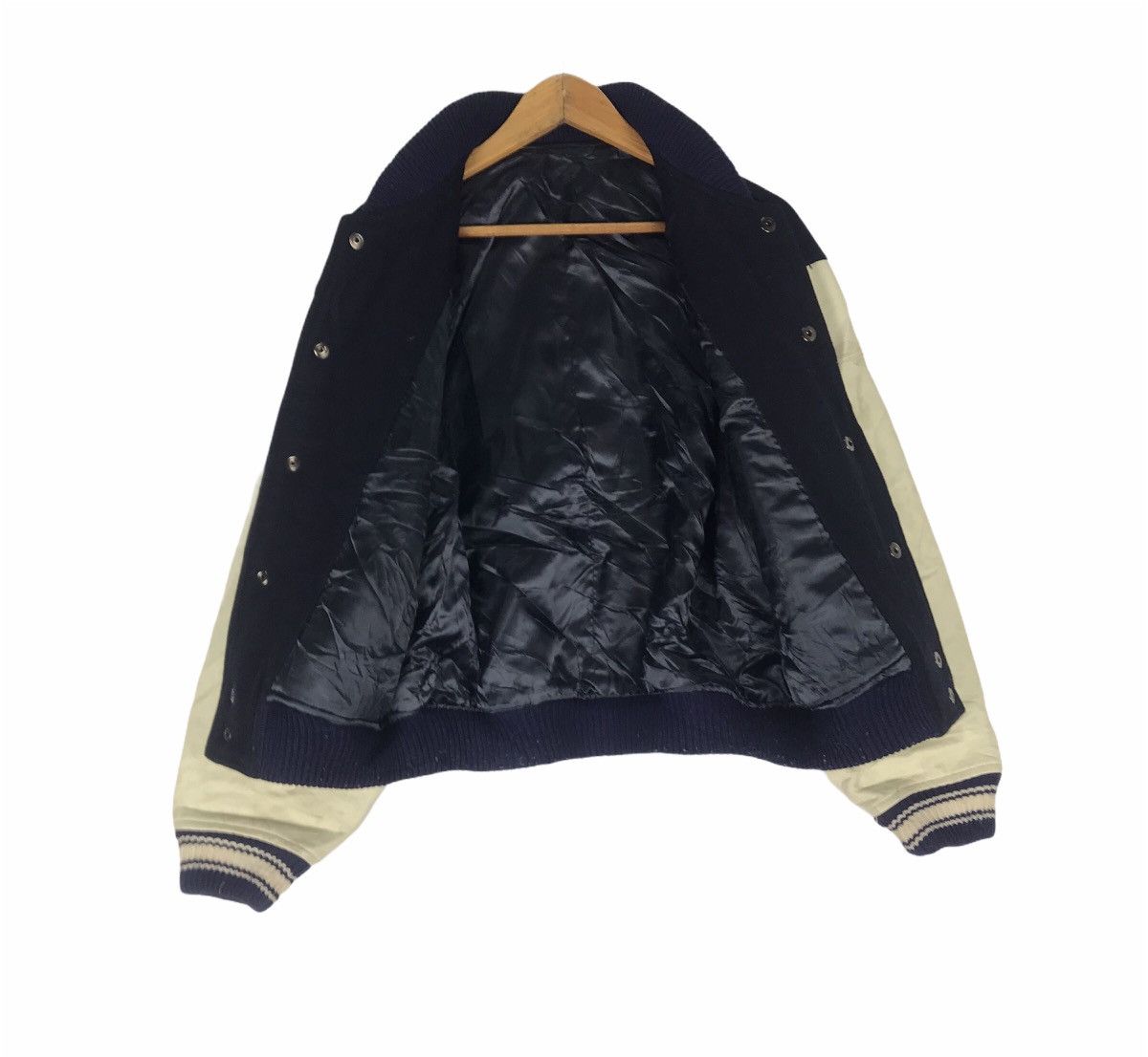 Designer Michel Faret wool mix leather varsity bomber jacket Size US M / EU 48-50 / 2 - 5 Thumbnail