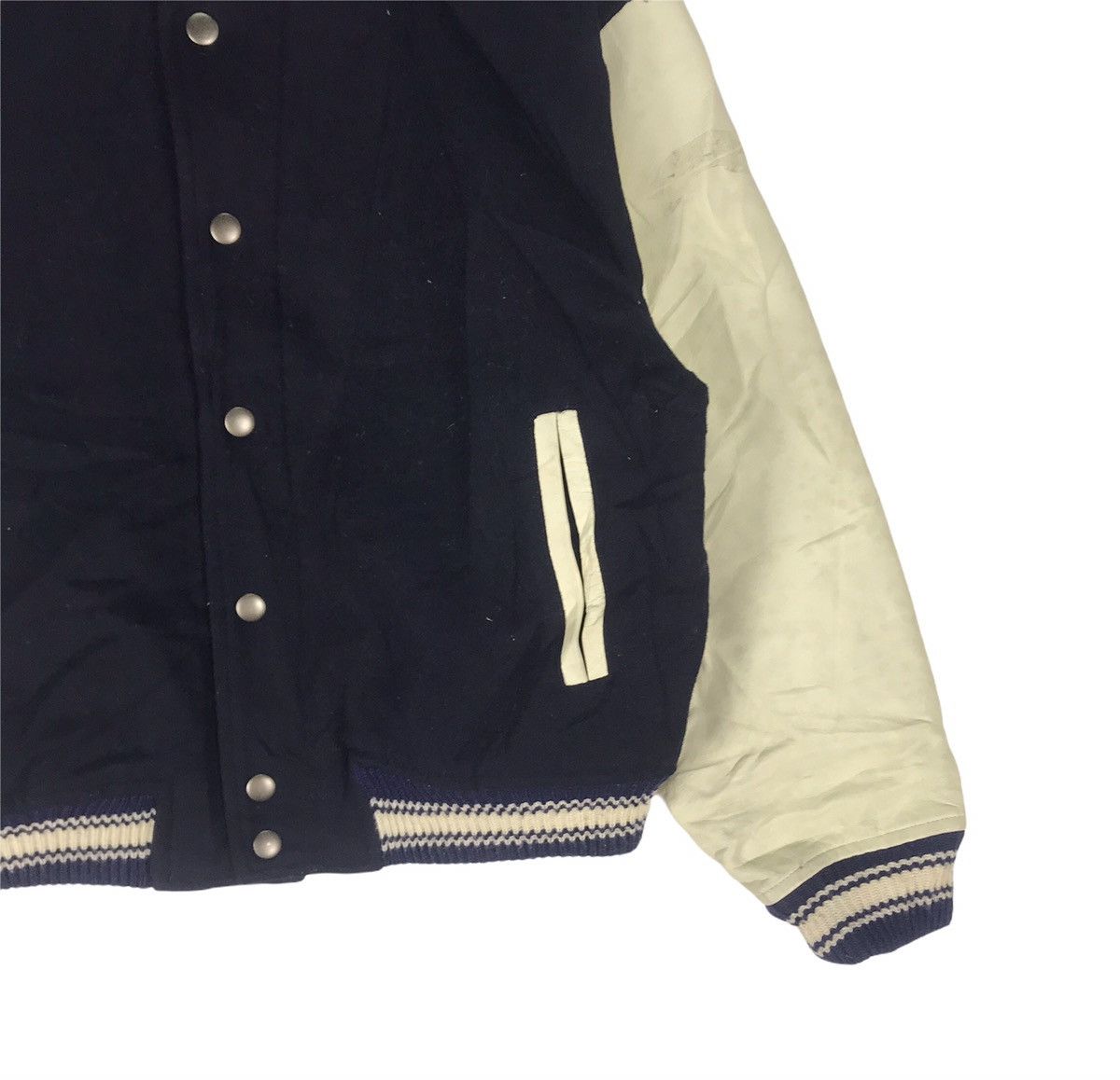 Designer Michel Faret wool mix leather varsity bomber jacket Size US M / EU 48-50 / 2 - 3 Thumbnail